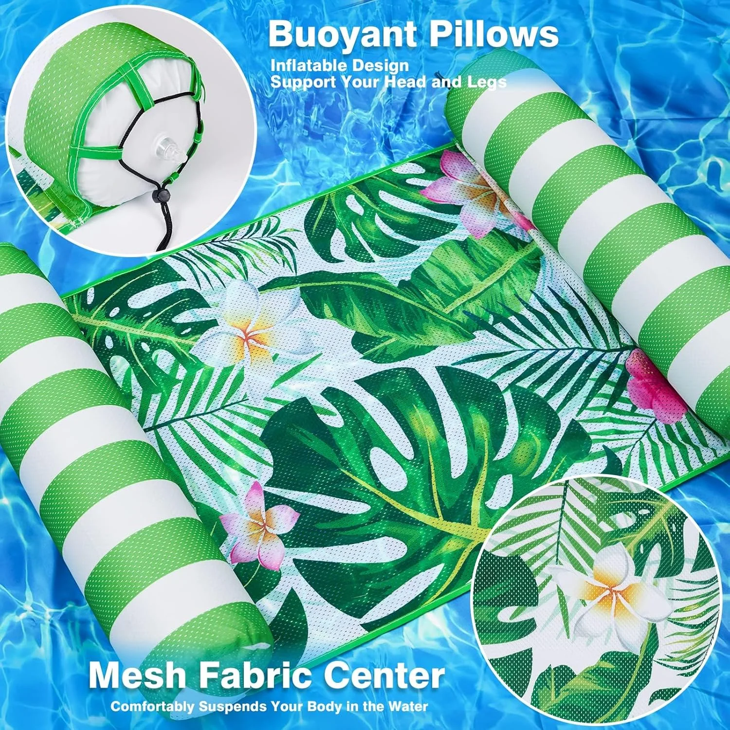 تخت آفتاب گیر آبی BIGTHREE برای بزرگسالان، شناورهای استخری، شناورهای بادی، چند منظوره 4 در 1 (صندلی زین، صندلی استراحت، تخت آویز، قایق) برای ساحل، پارک آبی