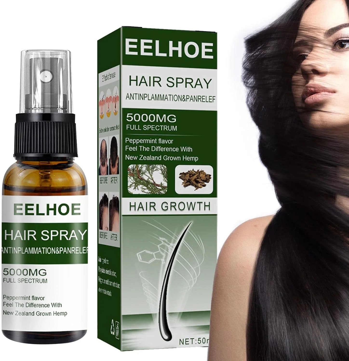 اسپری رشد مو، سرم رشد مو برای رشد مجدد مو، اسپری ضخیم کننده و مراقبت از موی سر، ترمیم، درمان ضد ریزش مو برای زنان و مردان (100 میلی لیتر)