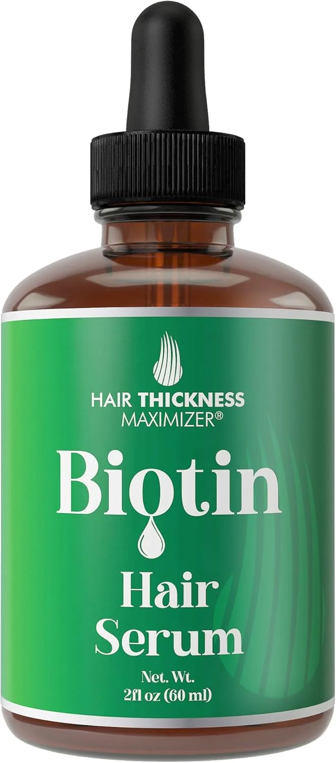 سرم رشد مو بیوتین Hair Thickness Maximizer، روغن مسدود کننده DHT برای ریزش، خشکی و آسیب دیدگی مو. ضخیم کننده و صاف کننده طبیعی و تغذیه کننده پوست سر برای زنان و مردان (59 میلی لیتر)
