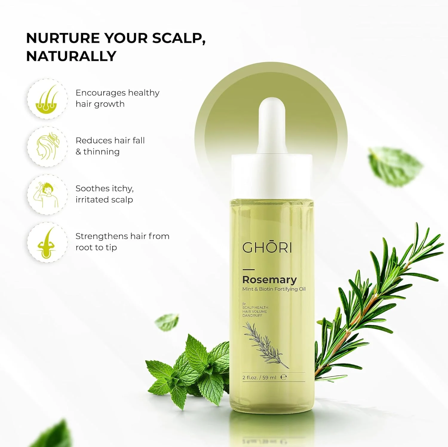 لوسیون موی گوری گرین ولث نئو هیر 120 میلی لیتر با روغن رزماری نعناع و بیوتین و درمارولر با 540 میکرونیدل تیتانیومی برای درمان رشد مجدد مو (0.50MM، لوسیون نئو هیر و روغن رزماری)