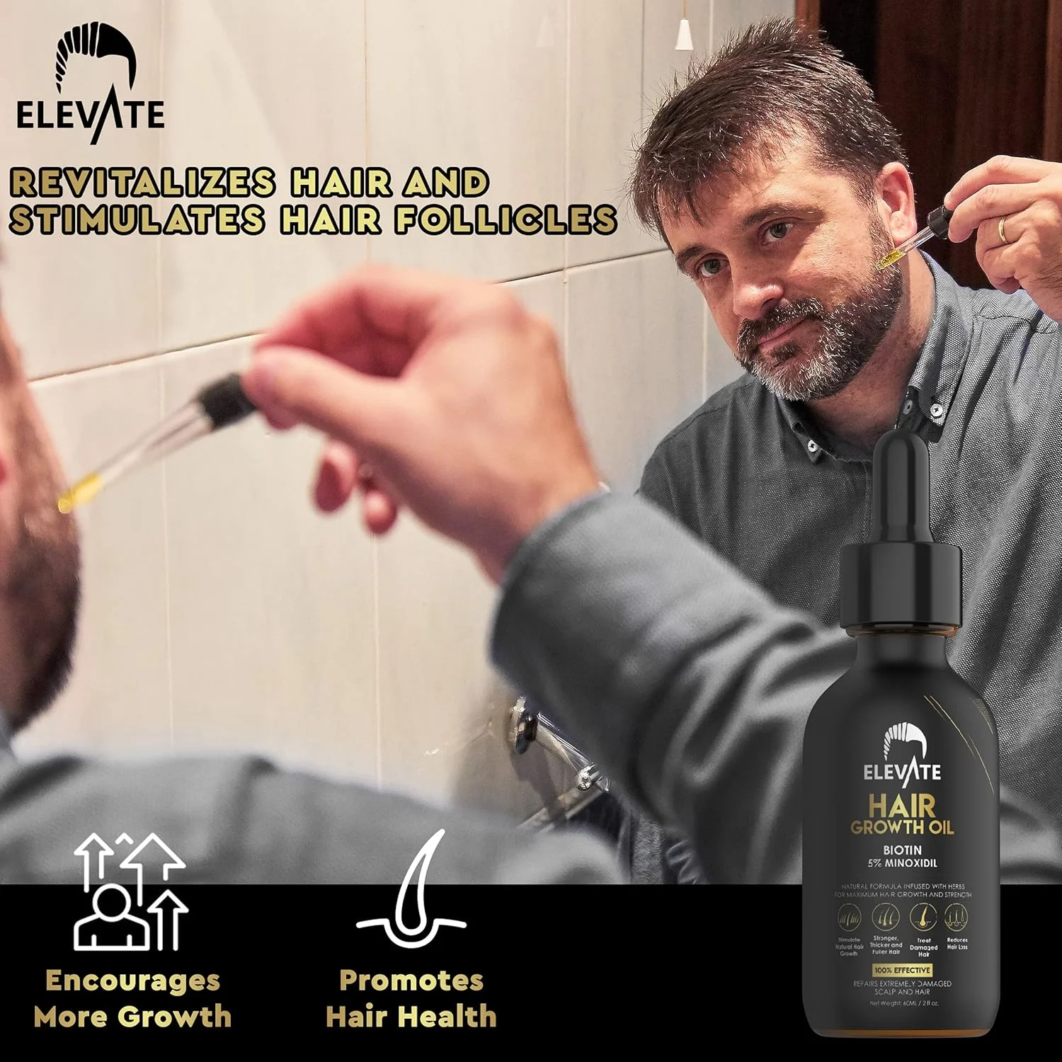 روغن تقویت کننده مو ELEVATE - سرم بیوتین و درمان 5% ماینوکسیدیل برای موهای قوی تر، ضخیم تر و بلندتر - درمان طبیعی ضخیم کننده - توقف نازک شدن و ریزش مو برای مردان و زنان 30ml روغن تقویت کننده مو ELEVATE - سرم بیوتین و درمان 5% ماینوکسیدیل برای موهای قوی تر، ضخیم تر و بلندتر - درمان طبیعی ضخیم کننده - توقف نازک شدن و ریزش مو برای مردان و زنان 30ml