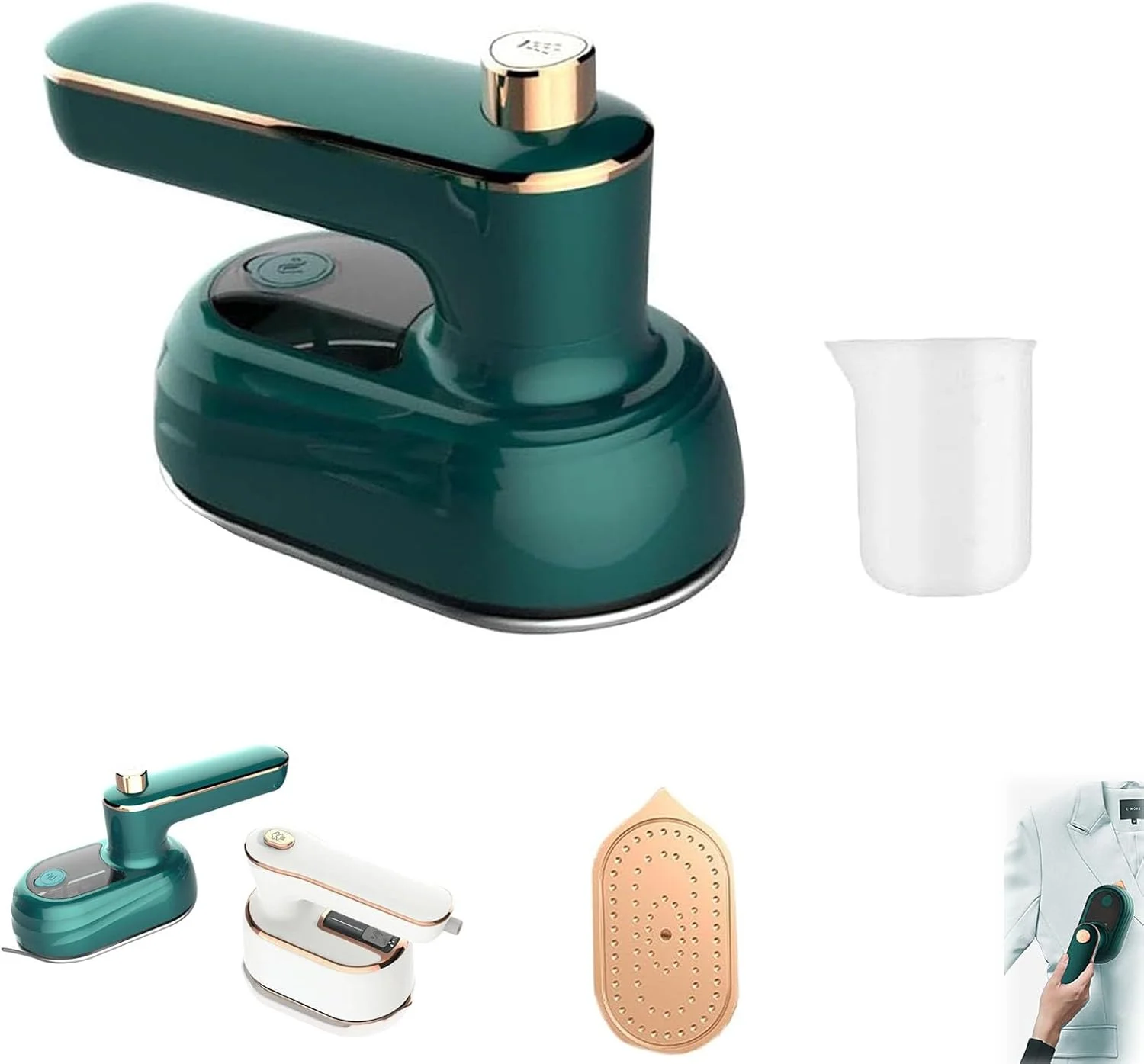 اتو بخار ویی‌شاپ Vlrbfl، اتو ویی‌شاپ، اتو چرخشی لباس ویی‌شاپ، اتو برقی کوچک دستی قابل حمل، اتو شارژی برای خانه و مسافرت (سبز)