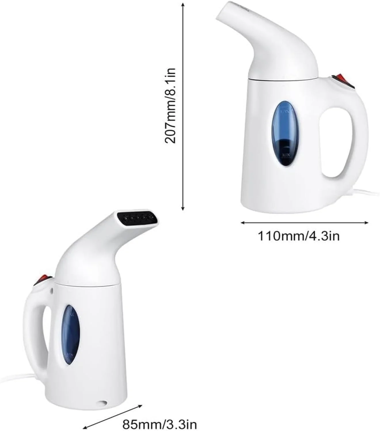 بخارگر لباس مسافرتی قابل حمل THE WHITE SHOP، اتو بخار دستی کوچک برای پارچه، ظرفیت 104 میلی لیتر، 10 دقیقه بخار مداوم، 700 وات، بخارگر کوچک برای خانه، دفتر و مسافرت
