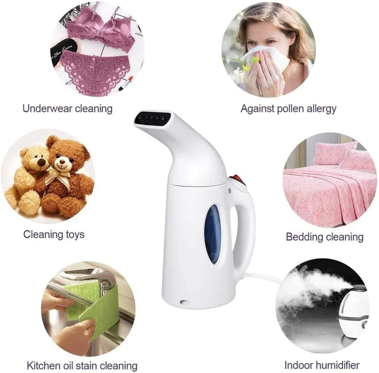 بخارگر لباس مسافرتی قابل حمل THE WHITE SHOP، اتو بخار دستی کوچک برای پارچه، ظرفیت 104 میلی لیتر، 10 دقیقه بخار مداوم، 700 وات، بخارگر کوچک برای خانه، دفتر و مسافرت