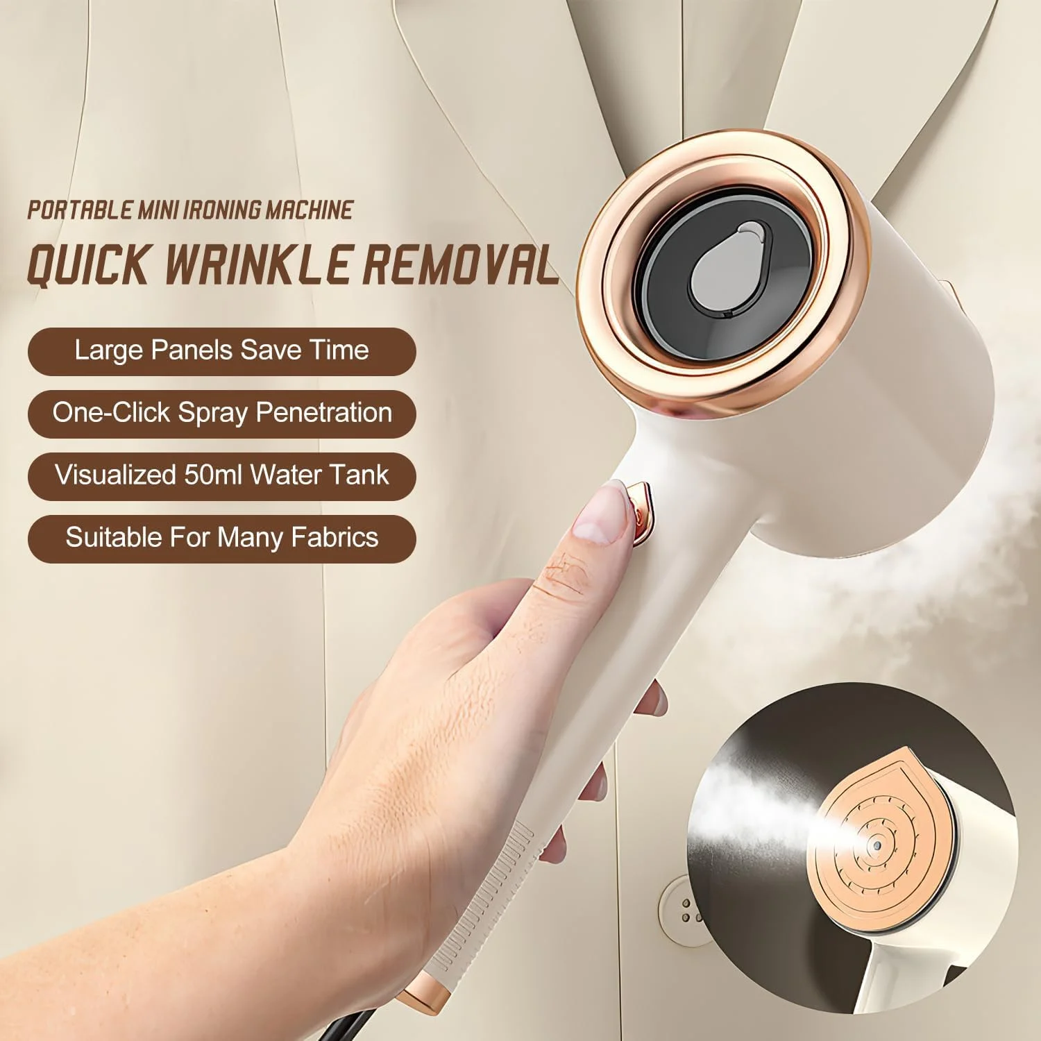 اتو بخار مسافرتی کوچک TERRIFI، اتو بخار دستی، اتو بخار لباس با گرم شدن سریع، ایده آل برای خانه و مسافرت