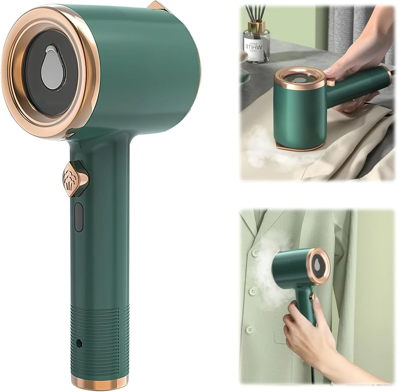 بخارگر لباس TERRIFI، اتو بخار مسافرتی کوچک قابل حمل، اتو بخار دستی لباس، گرم شدن سریع، بخارگر لباس برای خانه و مسافرت، مخزن آب 50 میلی لیتری، سبز