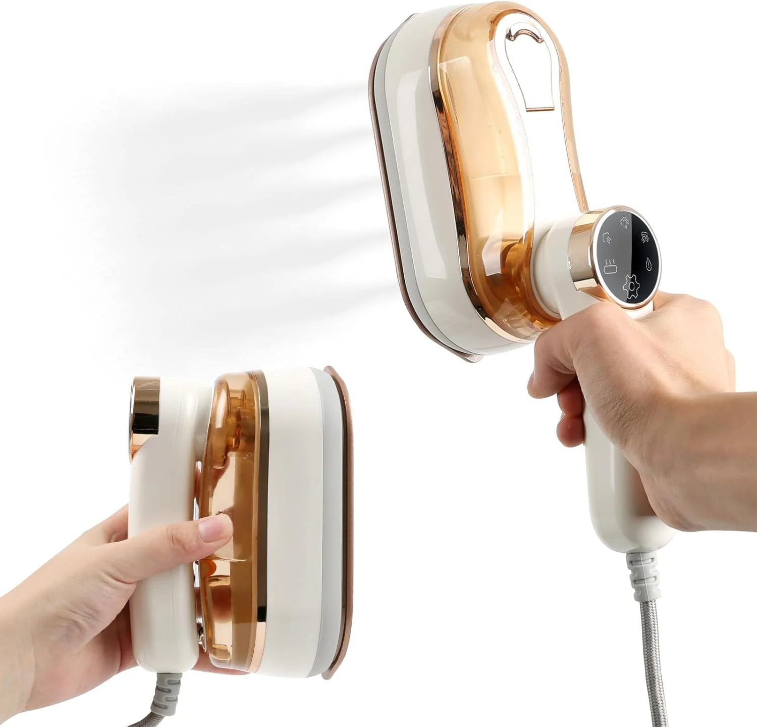 بخارگر لباس TERRIFI، بخارگر مسافرتی تاشو دستی 1200 وات، اتو بخار کوچک، گرم شدن سریع، بخارگر قابل حمل لباس برای خانه و مسافرت، مخزن آب 180 میلی لیتری، سفید