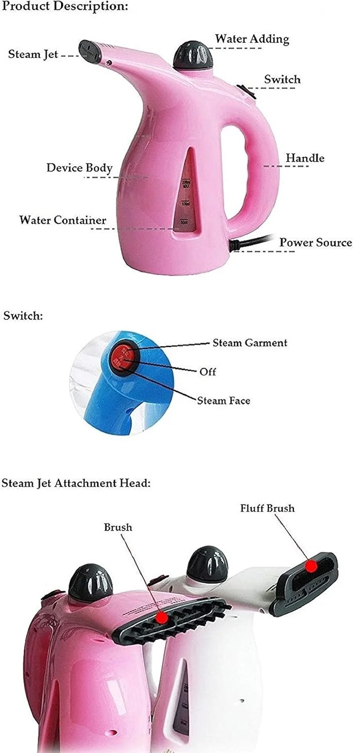 بخارگر لباس T TOPLINE، بخارگر پارچه قابل حمل برای لباس، بخارگر صورت، اتو بخار مسافرتی دوگانه قابل حمل