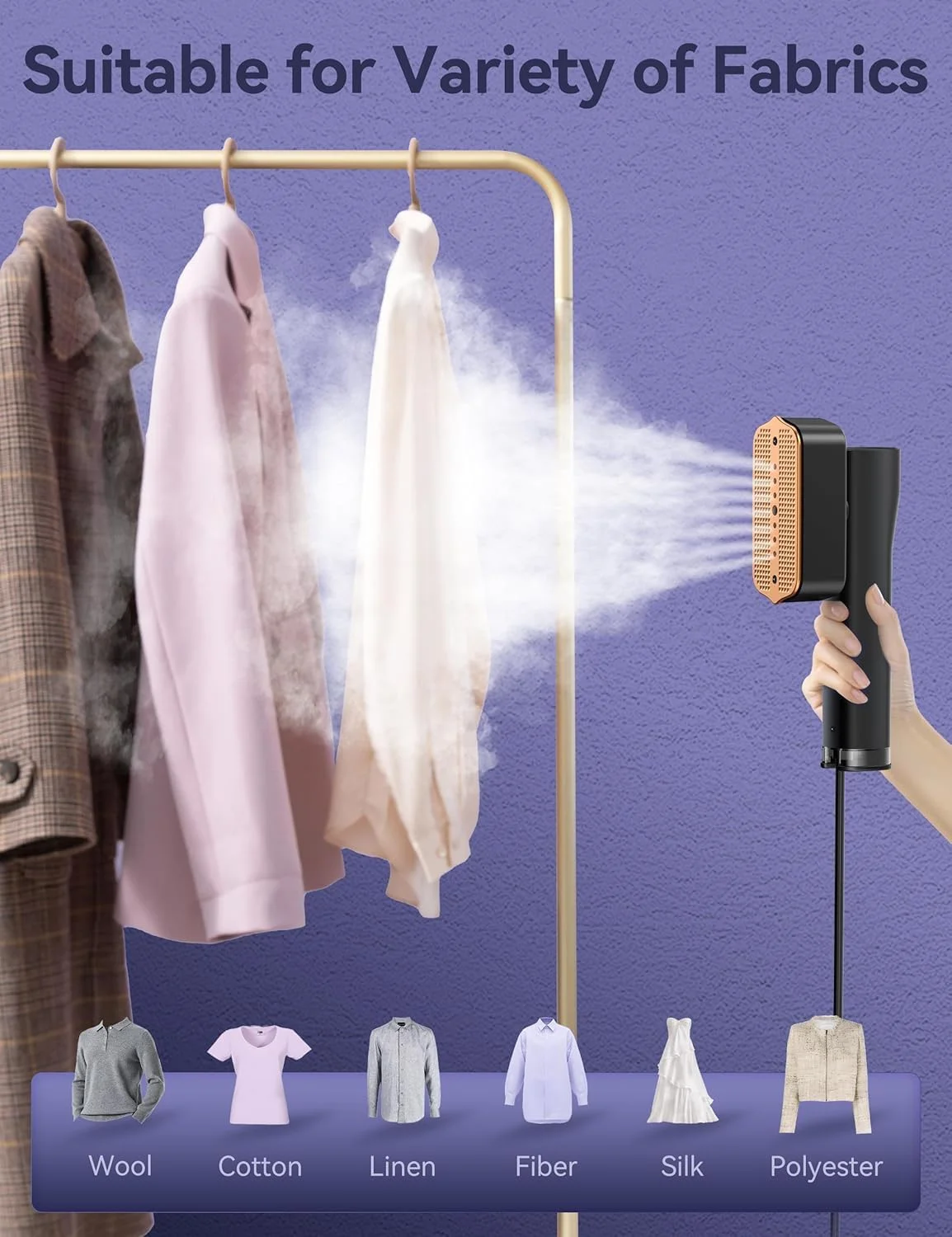 بخارگر لباس، بخارگر و اتو مسافرتی قابل حمل Skade، 2 در 1، گرم شدن سریع در 15 ثانیه، مخزن آب 100 میلی لیتری، دستکش، 20 دقیقه اتوکشی مداوم برای مسافرت و خانه