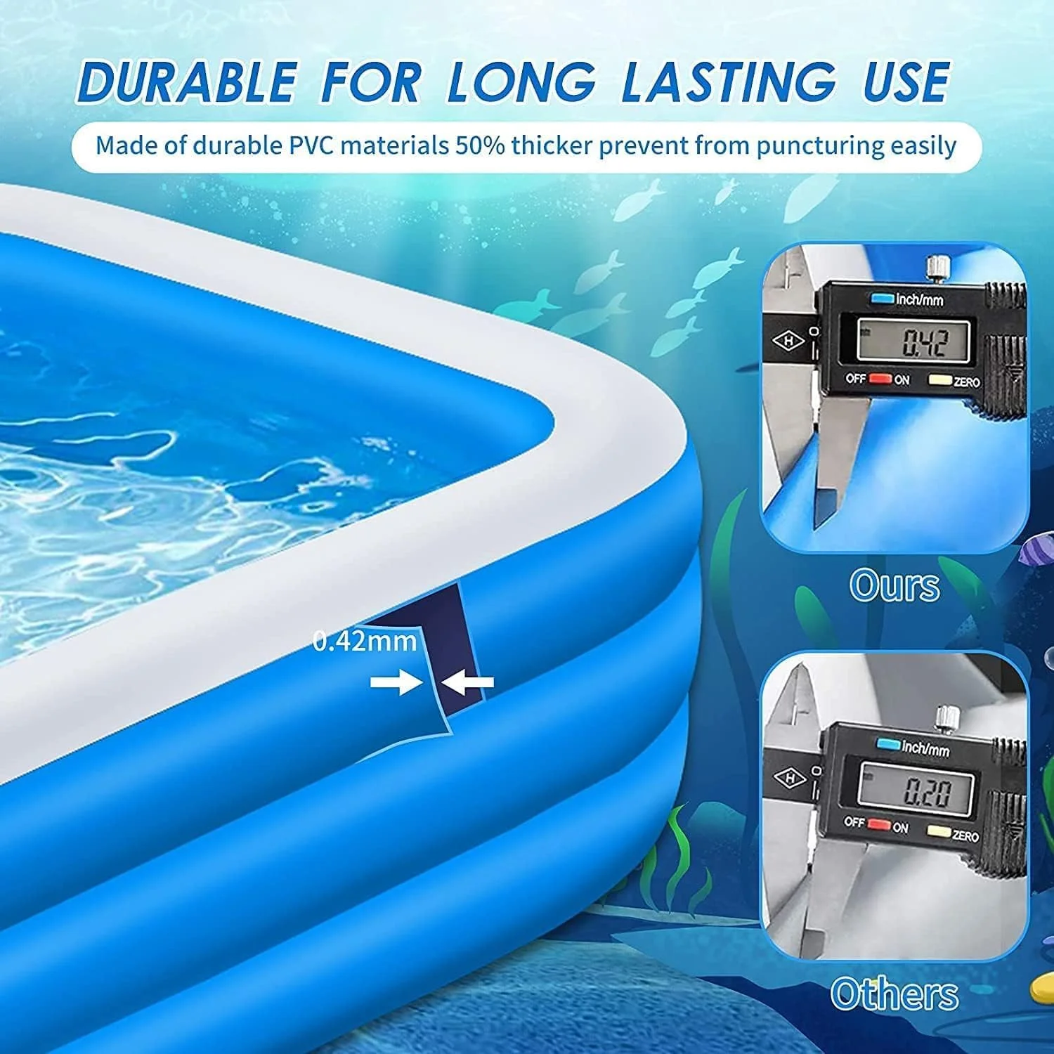 استخر بادی AUTOYSUR، استخر ضخیم مناسب استراحت، مناسب مهمانی های آبی تابستانی برای نوزادان، کودکان و بزرگسالان، مناسب فضای باز، باغ و حیاط خلوت (D-ch1-305cm-fbm)