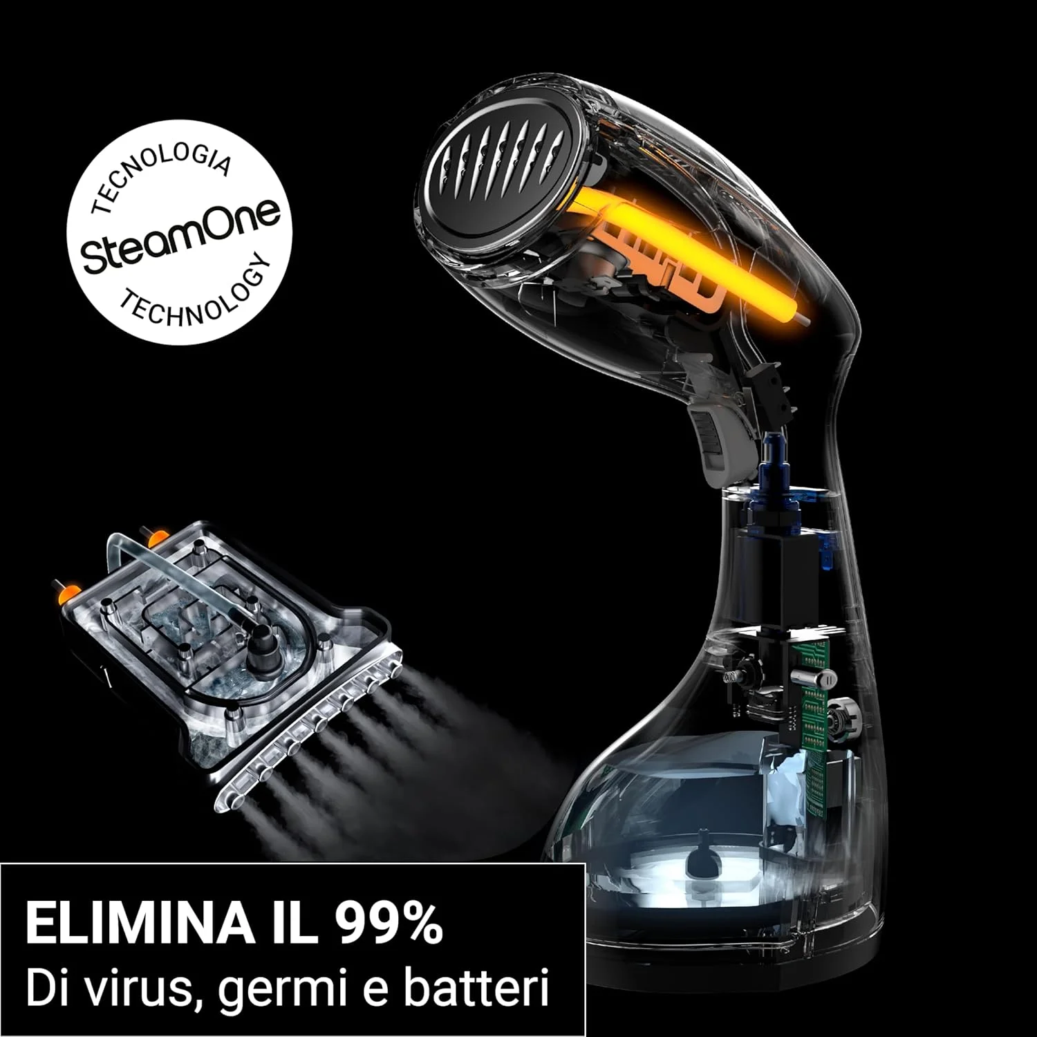 استیم وان - بخارگر قابل حمل 1400 وات 24 گرم در دقیقه - بخارگر مسافرتی، عمر باتری 11 دقیقه (260 میلی لیتر) - آماده در 30 ثانیه - کابل 2 متری - بصری و کارآمد - مناسب برای همه پارچه ها EUTAC140B