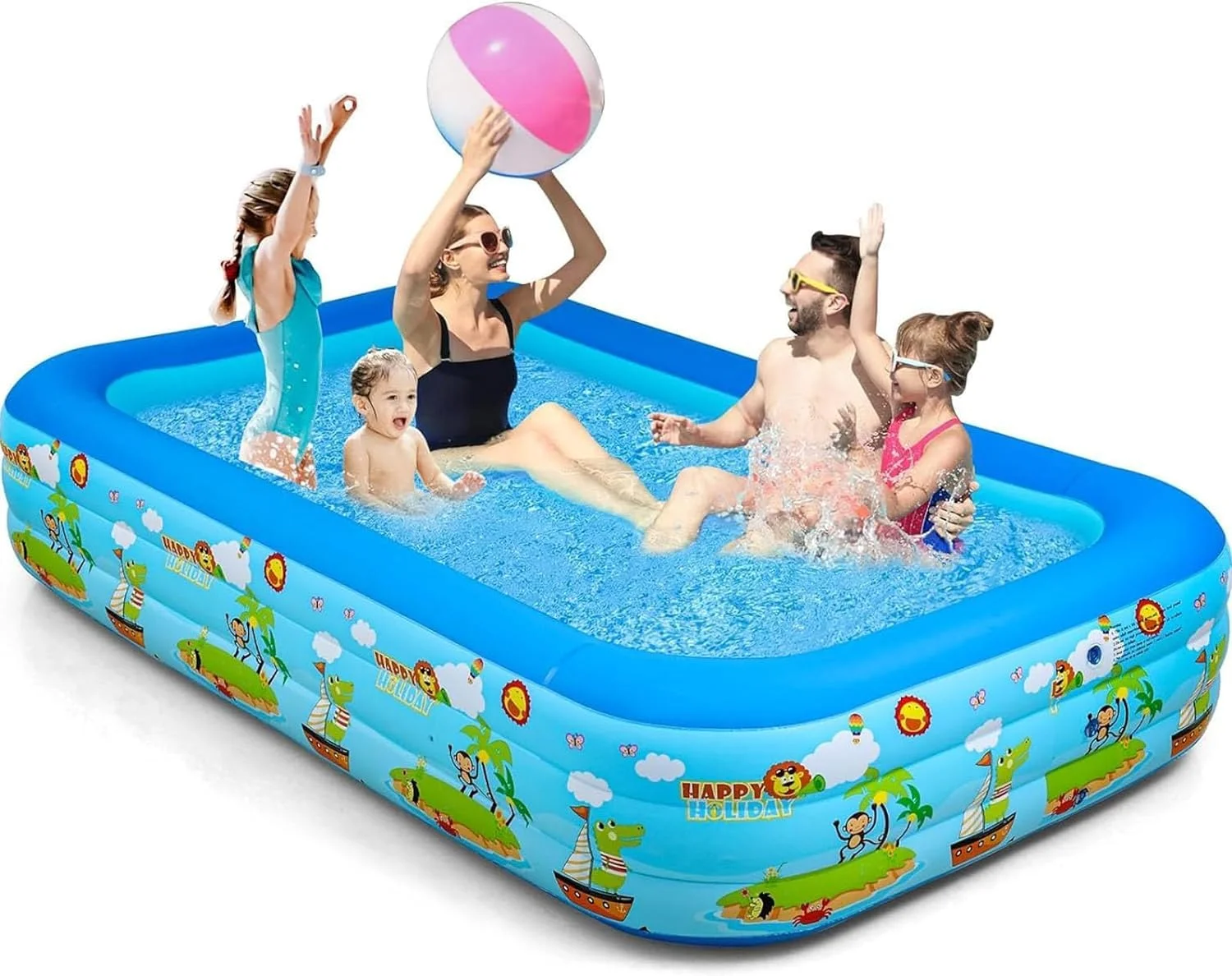 استخرهای بادی AnnuoYi، استخر شنای خانوادگی ضخیم شده بزرگسالان، استخر شنای کودک نوپا، استخر بادی 150x 100x 56 سانتی متری برای باغ، حیاط خلوت و فضای باز