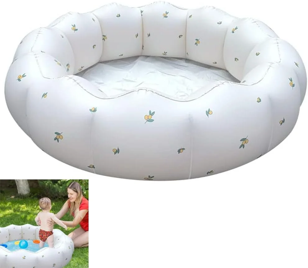 استخر بادی کودک آپوتوئه، سفید 90x25 سانتی متر، استخر شنای بادی قابل حمل کودک، مناسب برای داخل و خارج از خانه، مهمانی آب تابستانی باغ و حیاط خلوت، مناسب برای کودکان نوپا 0-3 سال دختر و پسر