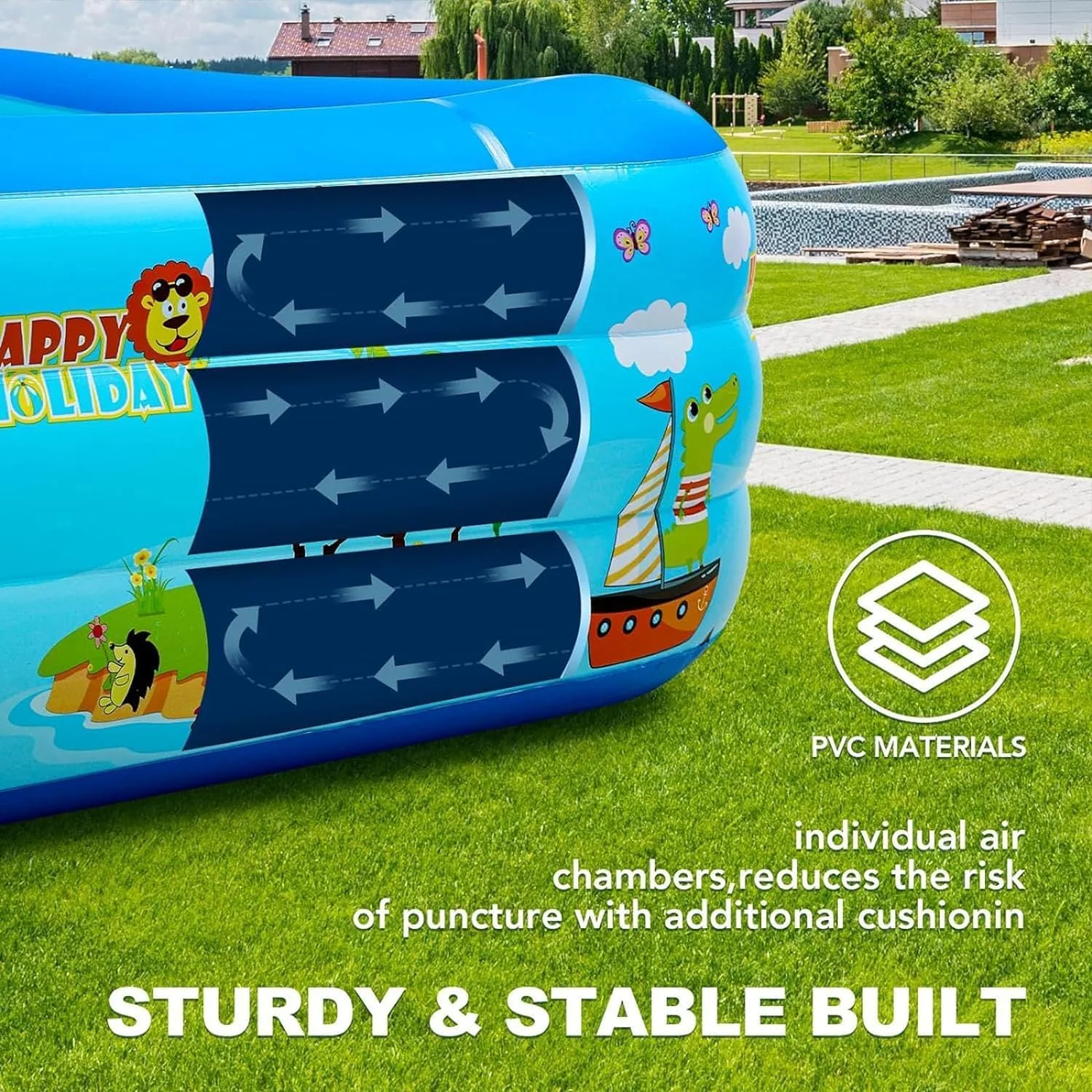 استخرهای بادی AnnuoYi، استخر شنای خانوادگی ضخیم شده بزرگسالان، استخر شنای کودک نوپا، استخر بادی 150x 100x 56 سانتی متری برای باغ، حیاط خلوت و فضای باز