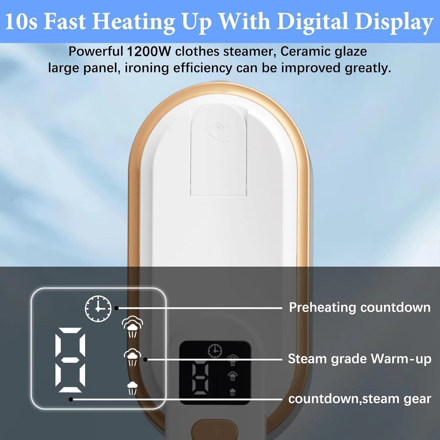 اتو بخار مسافرتی با صفحه نمایش LCD، اتو بخار 1200 وات با 3 حالت، گرم شدن سریع 10 ثانیه ای، دسته چرخان 180 درجه، اتو بخار قابل حمل برای مسافرت، خانه و محل کار اتو بخار مسافرتی با صفحه نمایش LCD، اتو بخار 1200 وات با 3 حالت، گرم شدن سریع 10 ثانیه ای، دسته چرخان 180 درجه، اتو بخار قابل حمل برای مسافرت، خانه و محل کار