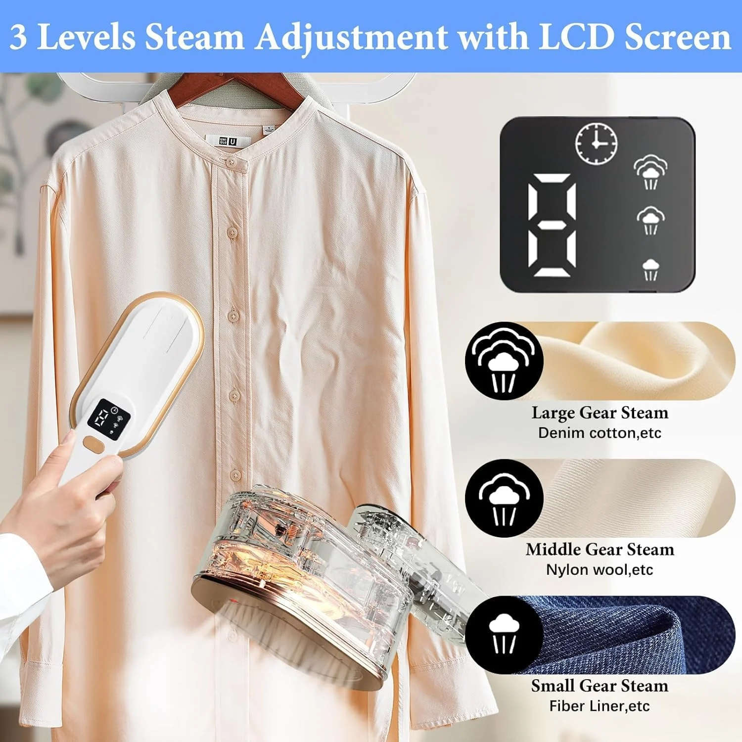 اتو بخار مسافرتی با صفحه نمایش LCD، اتو بخار 1200 وات با 3 حالت، گرم شدن سریع 10 ثانیه ای، دسته چرخان 180 درجه، اتو بخار قابل حمل برای مسافرت، خانه و محل کار اتو بخار مسافرتی با صفحه نمایش LCD، اتو بخار 1200 وات با 3 حالت، گرم شدن سریع 10 ثانیه ای، دسته چرخان 180 درجه، اتو بخار قابل حمل برای مسافرت، خانه و محل کار