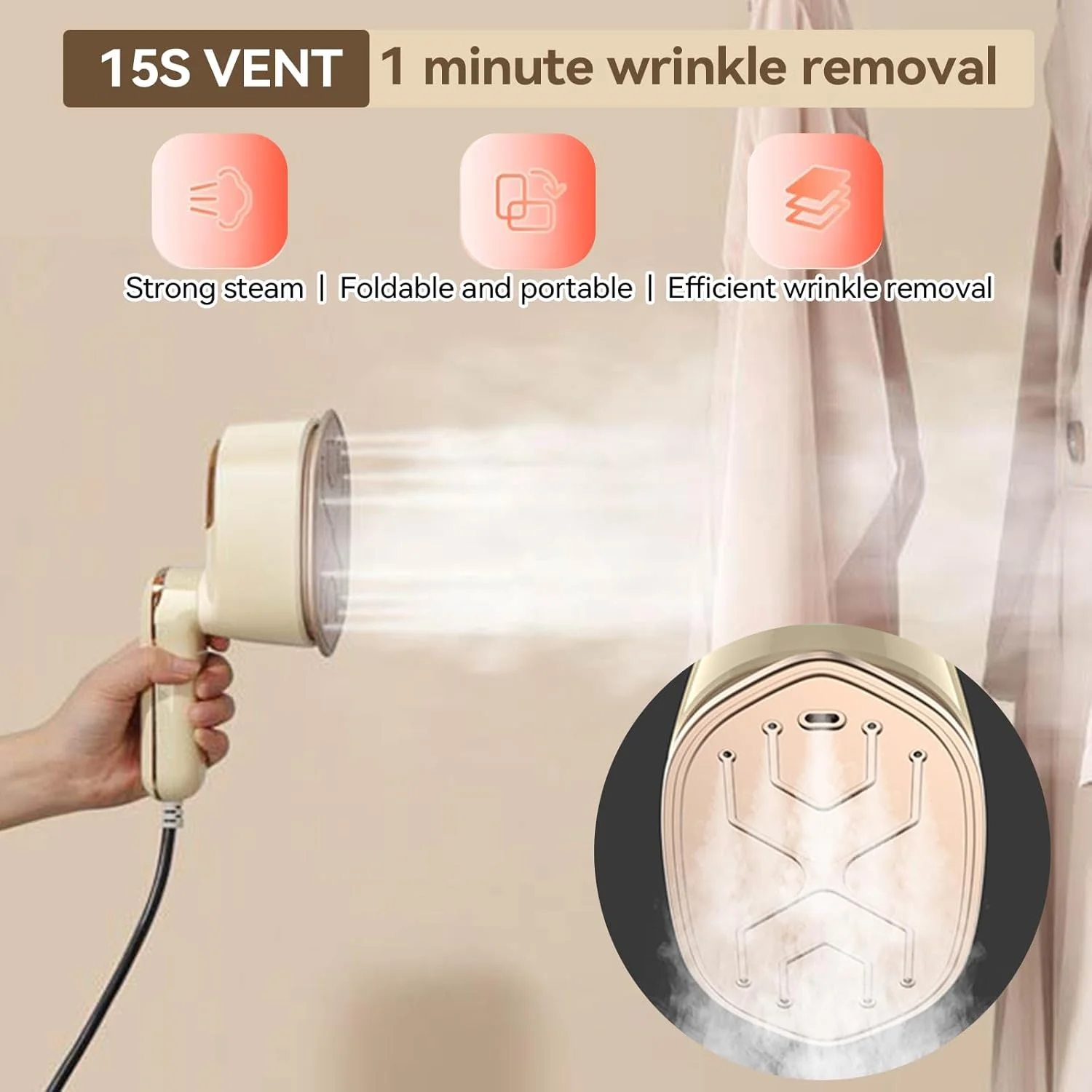 بخارگر لباس، اتو بخار 2 در 1 برای لباس، اتو بخار مسافرتی قدرتمند برای مسافرت، 1100 وات، گرم شدن سریع در 15 ثانیه، خروجی 3 سطح بخار، بخارگر لباس قابل حمل برای مسافرت، خانه و محل کار (زرد، 220-240 ولت)