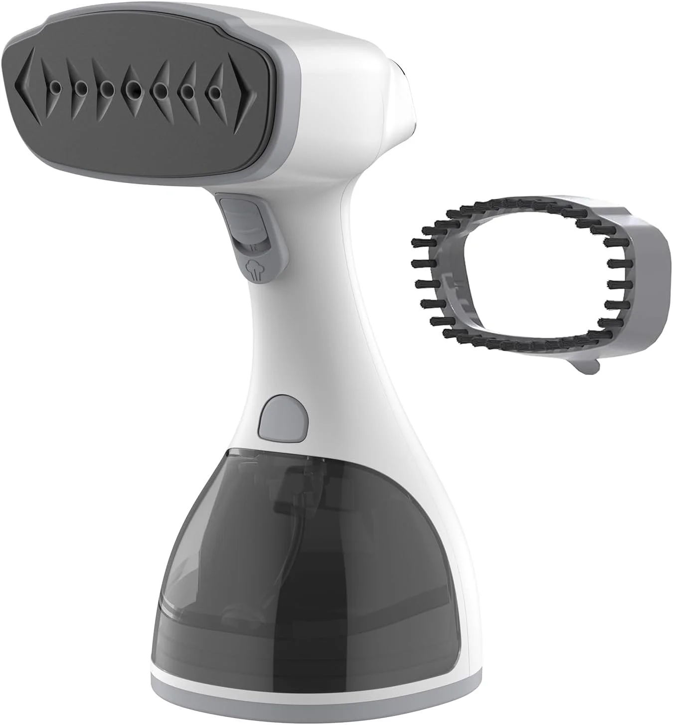 بخارگر لباس، بخارگر دستی لباس، بخارگر 1500 واتی لباس با مخزن آب جداشدنی 300 میلی لیتری، گرم شدن سریع در 30 ثانیه، خاموش شدن خودکار، اتو بخار از بین برنده چین و چروک پارچه با برس (سفید)