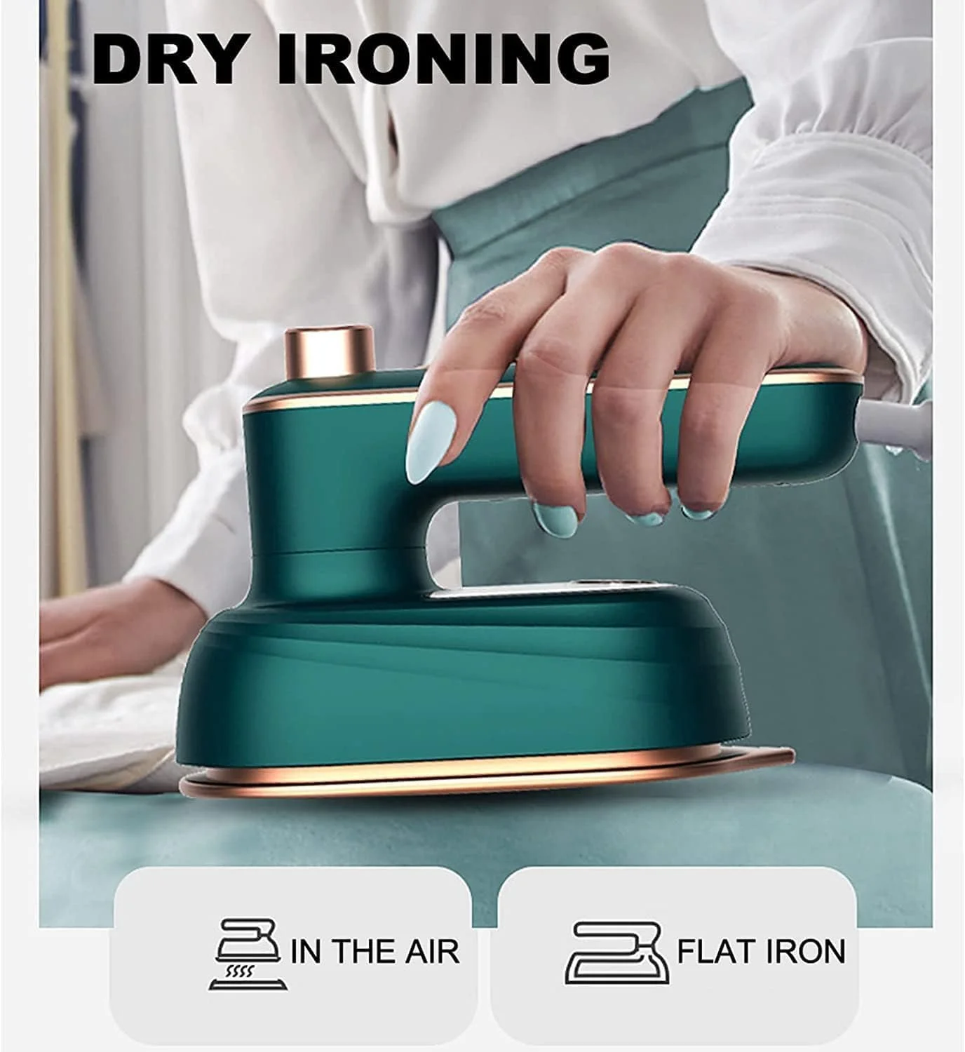 بخارگر لباس دستی X spring، چرخش 180 درجه، از بین برنده چروک پارچه، بخارگر لباس، بخارگر دستی تاشو قابل حمل، بخارگر سریع گرم شونده مسافرتی برای خانه (سبز)