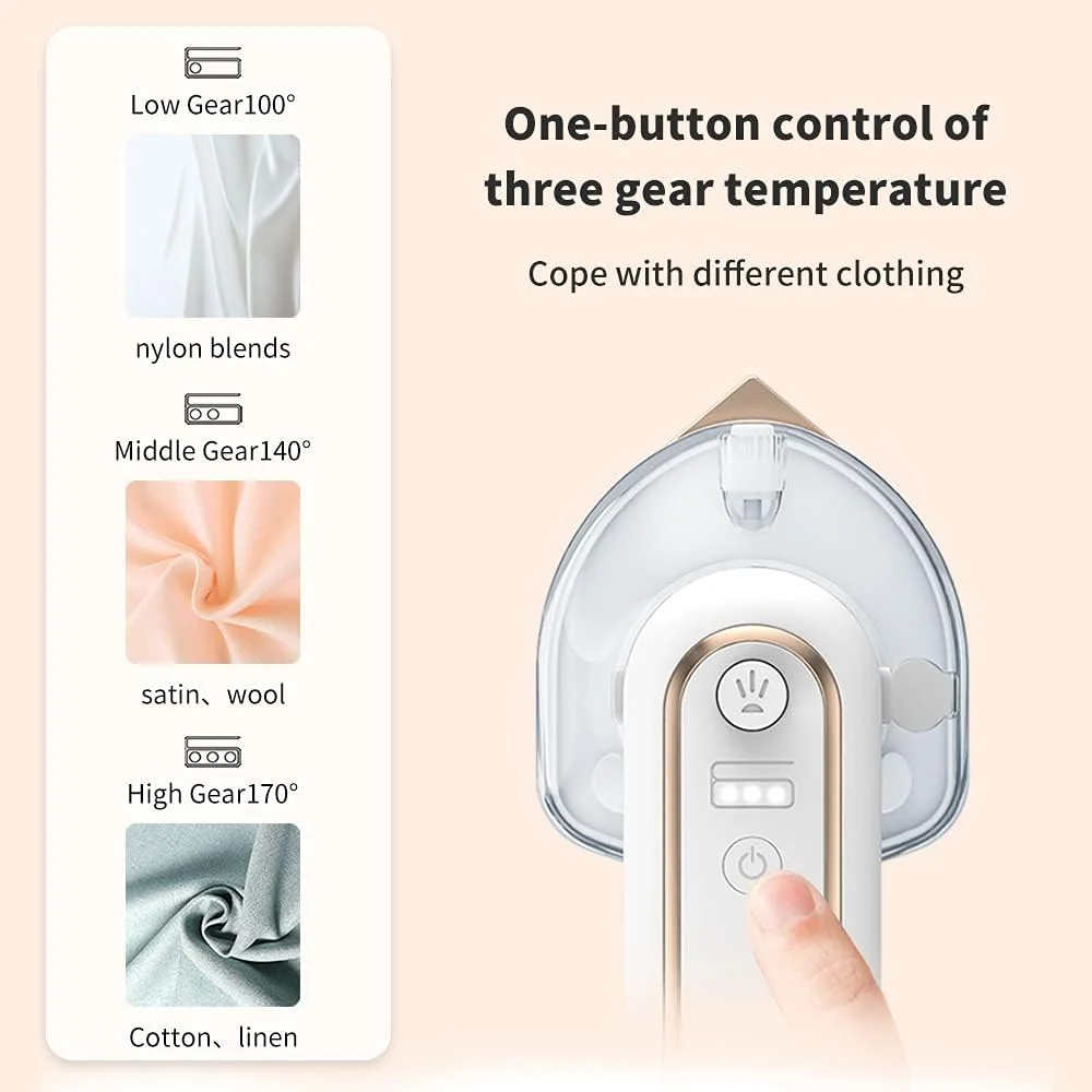 بخارگر لباس، بخارگر دستی قابل حمل، اتو بخار برای از بین بردن چروک لباس و پارچه، گرم شدن سریع در 30 ثانیه، 20 دقیقه بخار مداوم، ایده آل برای خانه و مسافرت، سفید