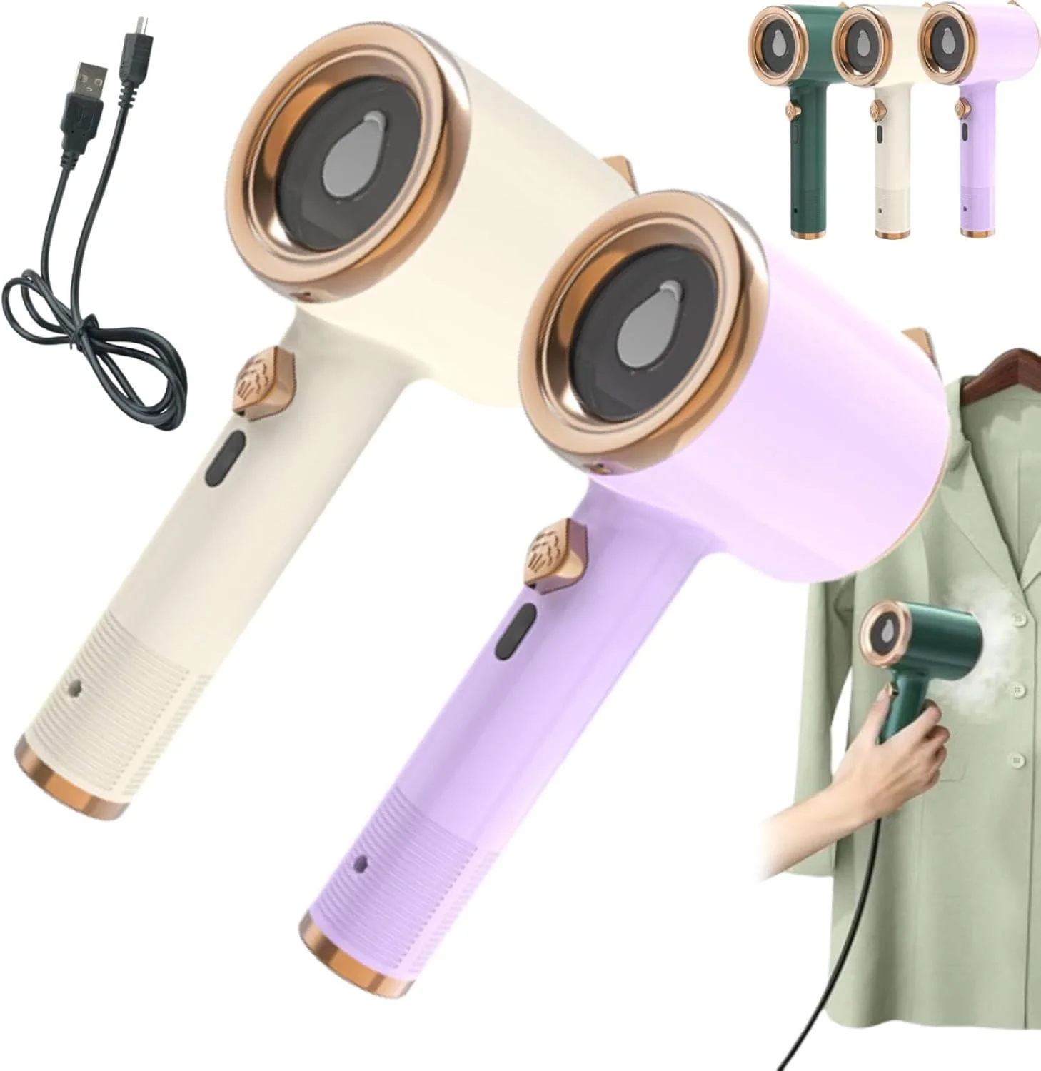 اتو بخار مسافرتی کوچک Retrospecti، اتو Emboadlie، بخارگر Emboadlie، اتو بخار مسافرتی کوچک برای لباس، بخارگر دستی لباس برای خانه و مسافرت (2PCS-C)