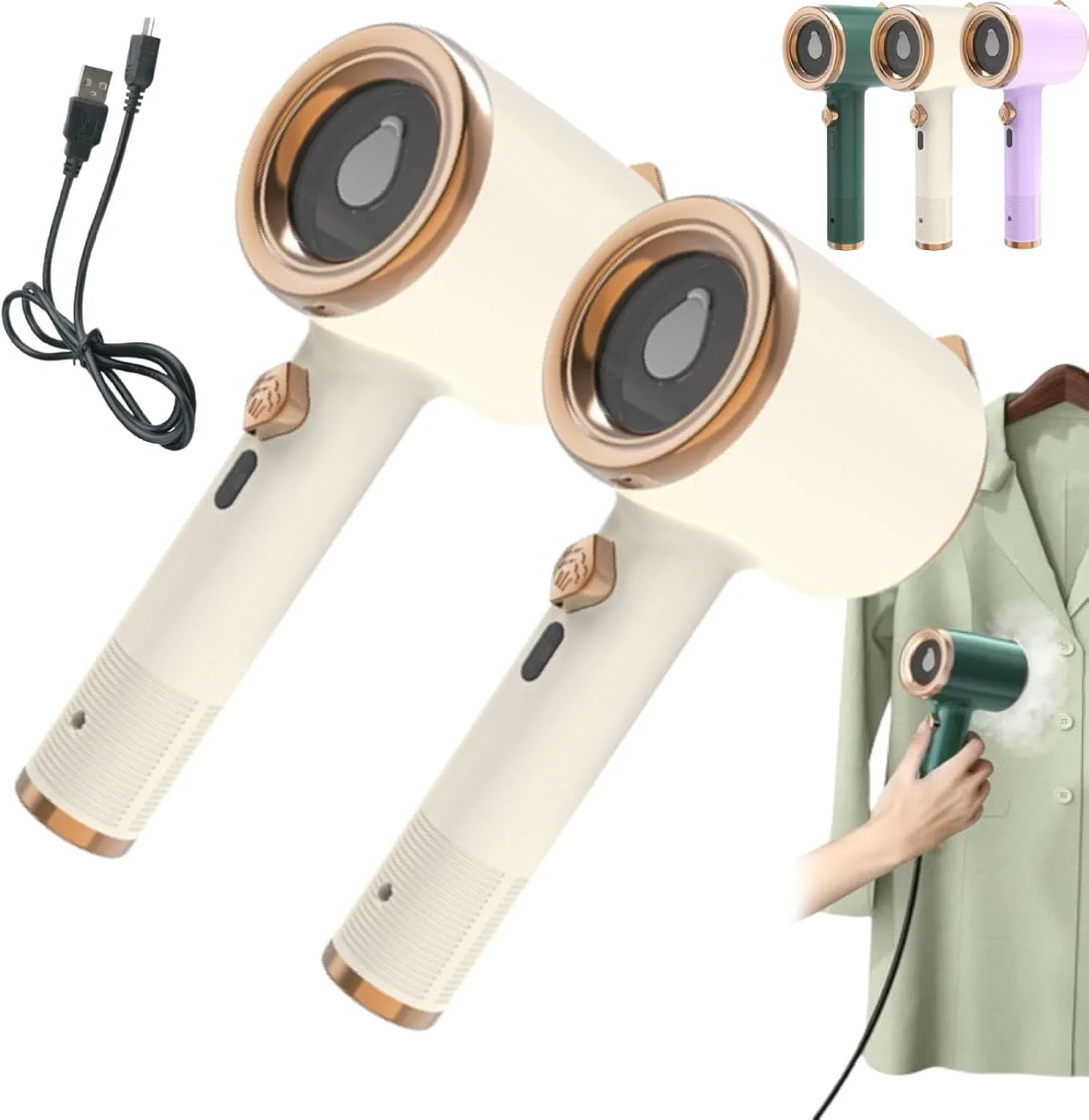 اتو بخار مسافرتی کوچک Retrospecti، اتو Emboadlie، بخارگر Emboadlie، اتو بخار کوچک مسافرتی برای لباس، بخارگر دستی لباس برای خانه و مسافرت (2 عدد - بژ)