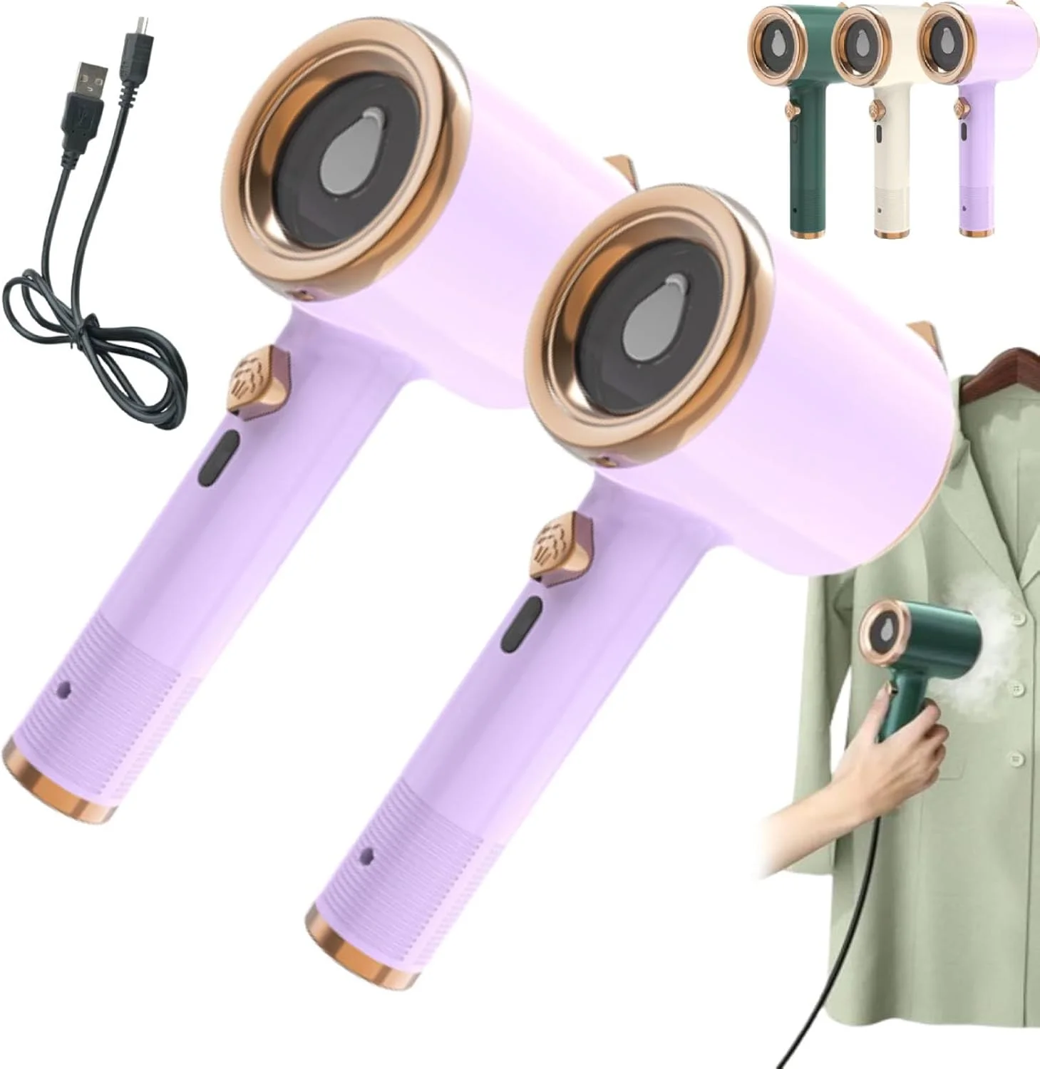 اتو بخار مسافرتی کوچک Retrospecti، اتو Emboadlie، بخارگر Emboadlie، اتو بخار مسافرتی کوچک برای لباس، بخارگر دستی لباس برای خانه و مسافرت (2 عدد - بنفش)