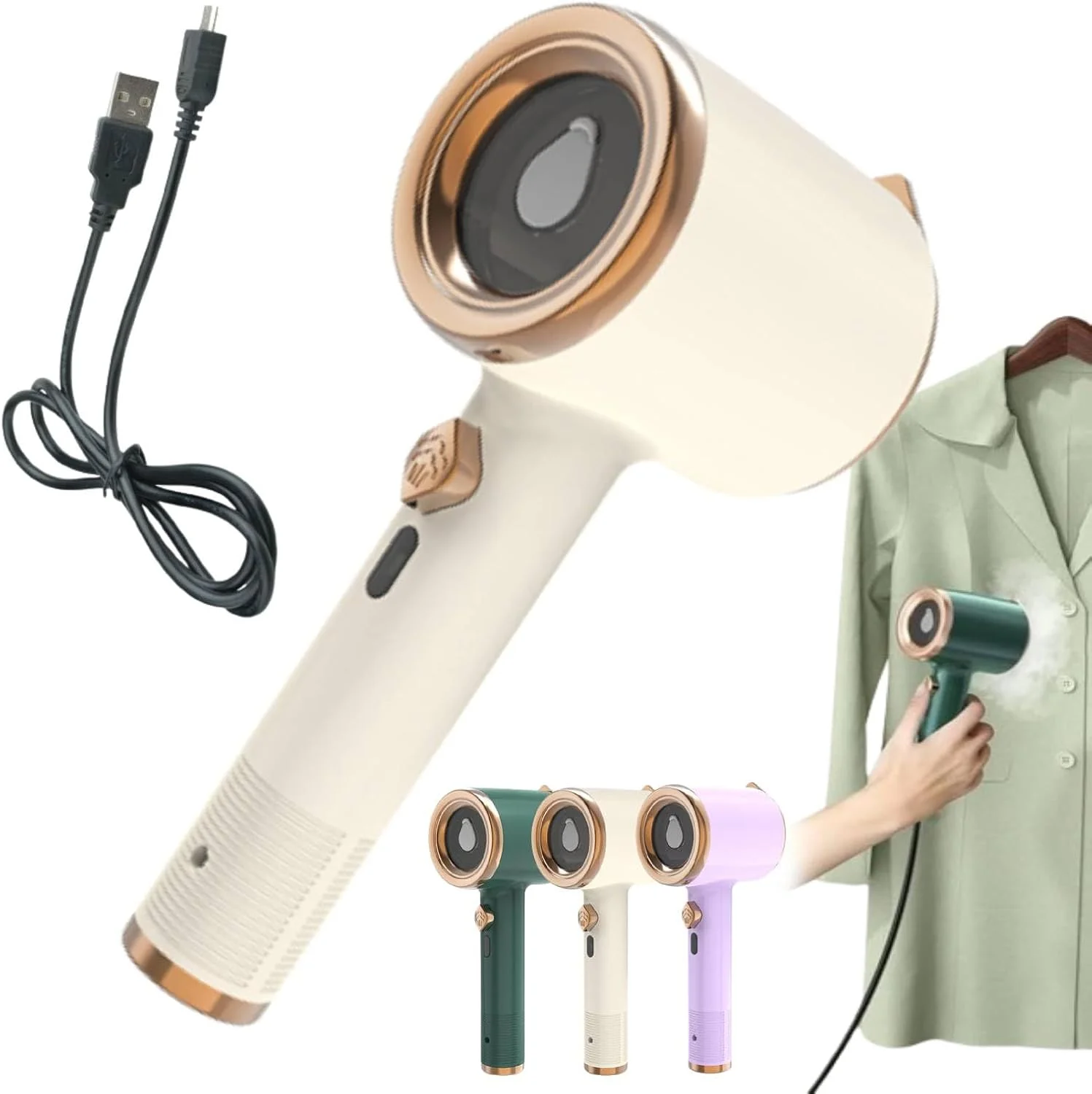 اتو بخار مسافرتی کوچک Retrospecti، اتو بخار Emboadlie، اتو بخار کوچک مسافرتی برای لباس، اتو بخار دستی لباس برای خانه و مسافرت (1 عدد - بژ)