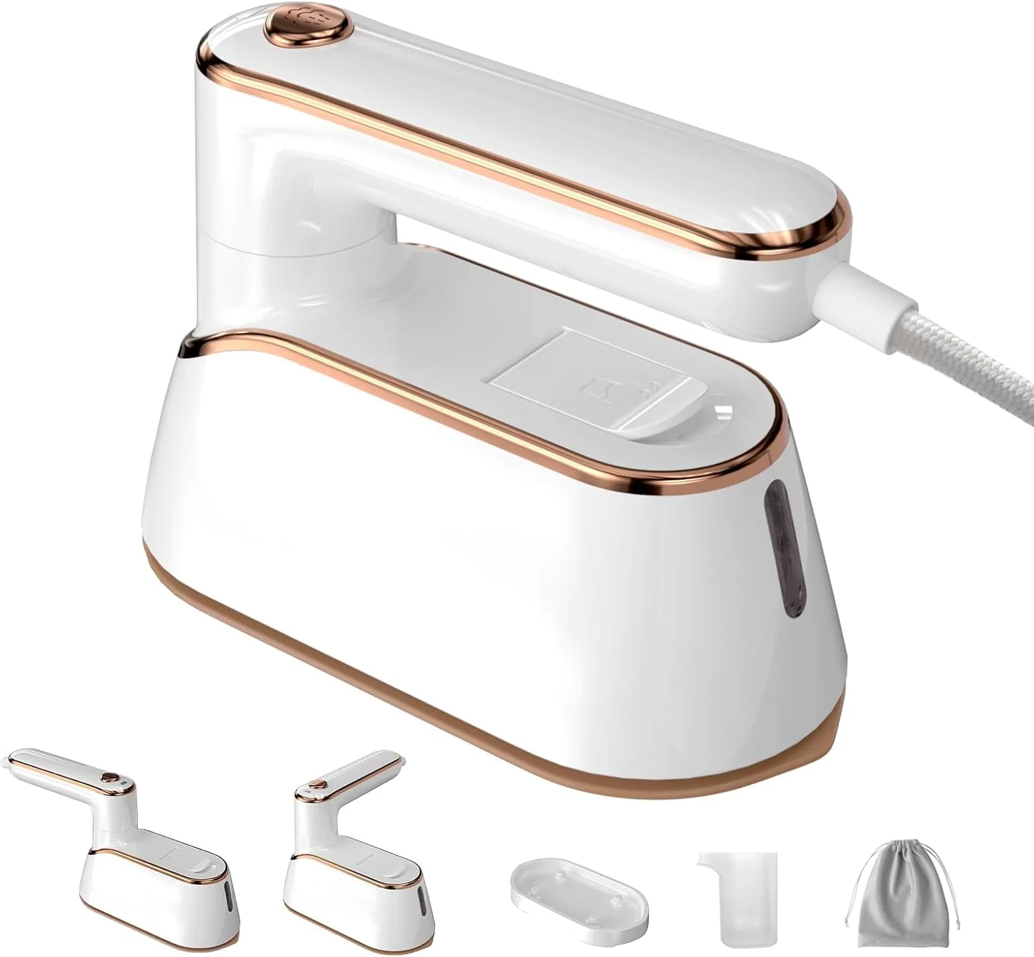 اتو بخار مسافرتی قابل حمل برای لباس، اتو بخار کوچک و جمع و جور، اتو بخار دستی پارچه، اتو مسافرتی کوچک 1300 واتی با گرمایش سریع و کارآمد با بخار، برای مسافرت های خانگی و دانشجویی (سفید)