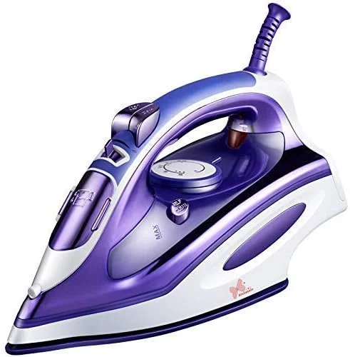 اتو بخار دستی کوچک و قابل حمل، اتو بخار مسافرتی سبک و جمع و جور، اتو بخار لباس 1200 وات 360 میلی لیتر برای منزل و مسافرت، از بین برنده چین و چروک های سرسخت، بنفش