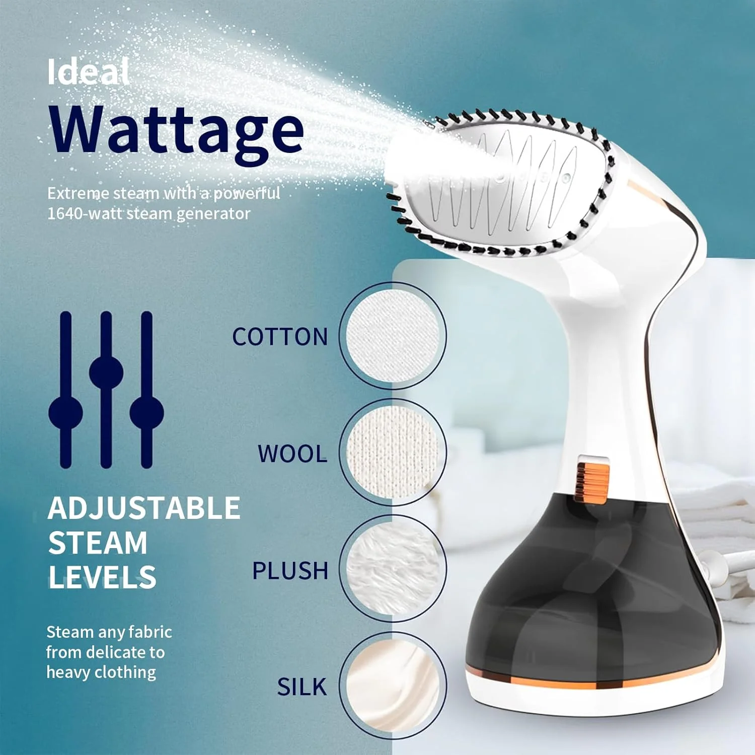 بخارگر دستی لباس Pomefar، بخارگر لباس 1600 واتی با 3 حالت بخار و مخزن آب 320 میلی لیتری، بخارگر مسافرتی قابل حمل برای از بین بردن چروک با برس پارچه ای برای خانه، خوابگاه، مسافرت