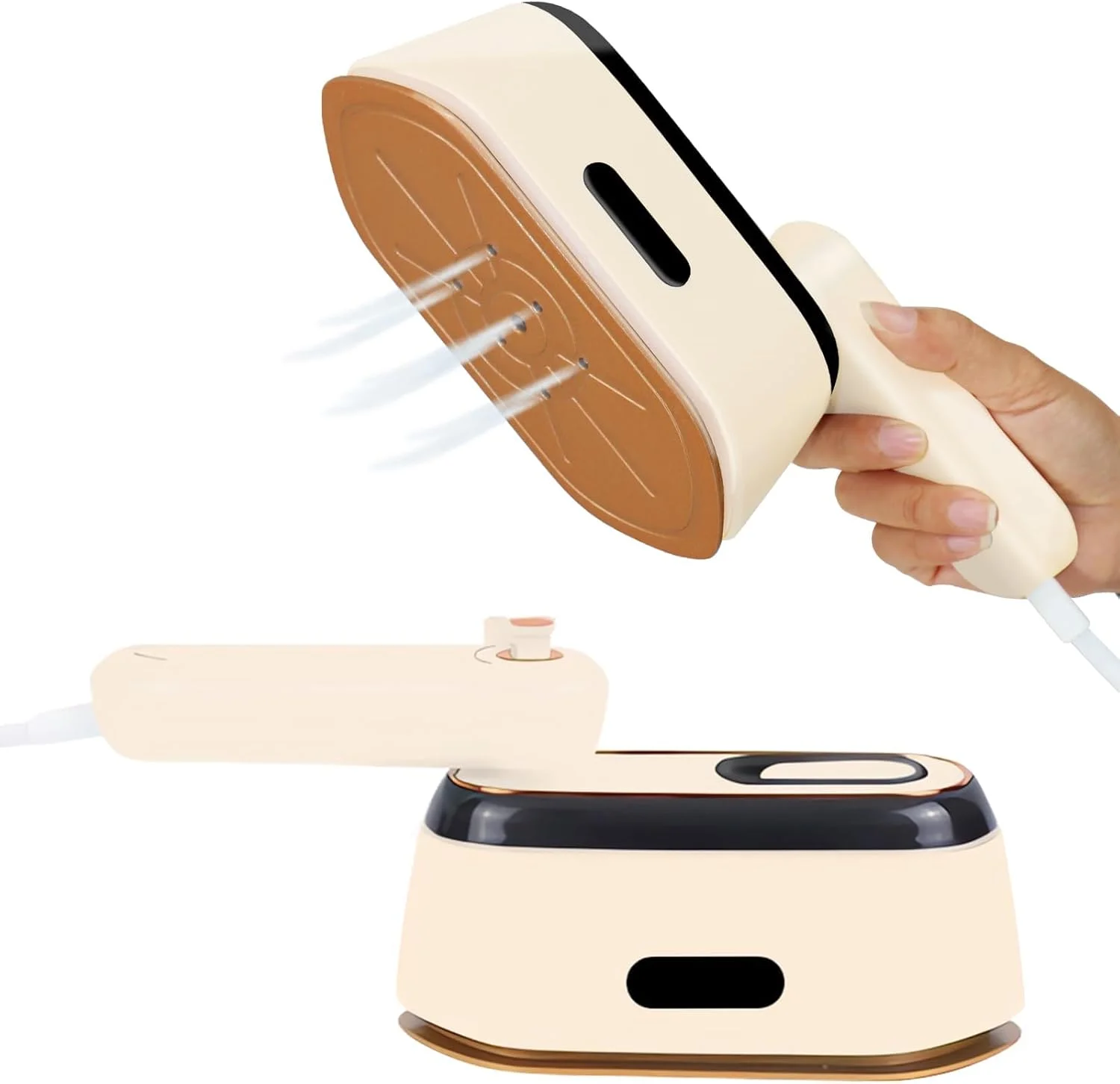 بخارگر لباس NALACAL، لوازم ضروری منزل، خشک و مرطوب 2 در 1، اتو بخار مسافرتی کوچک قابل حمل با گرم شدن سریع 30 ثانیه ای، اتو بخار چرخشی 180 درجه، بخارگر دستی لباس برای از بین بردن چروک