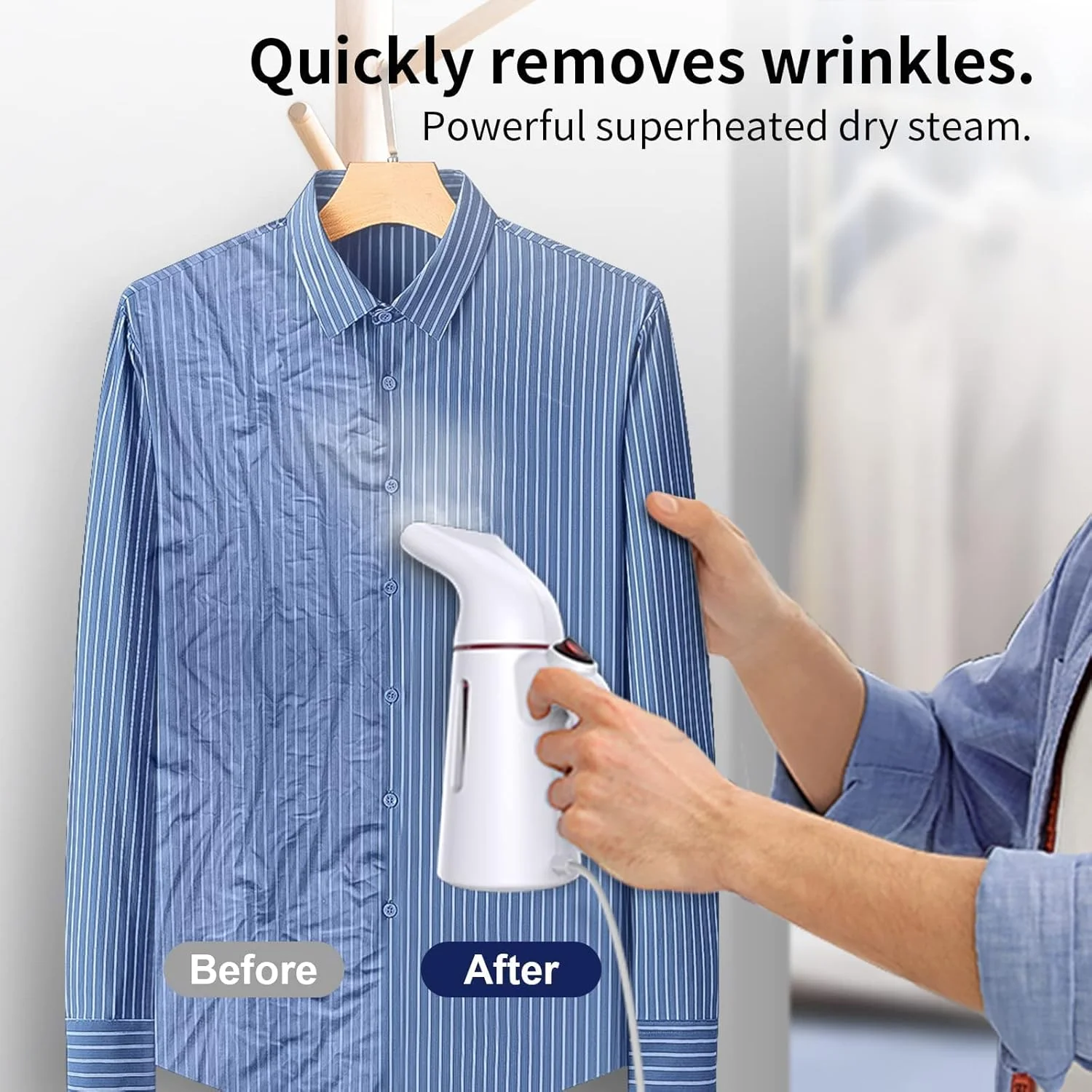 بخارگر لباس MAKINGTEC، بخارگر مسافرتی قابل حمل با گرم شدن سریع در 45 ثانیه، اتو بخارگر دستی لباس، از بین برنده چروک، مناسب برای انواع پارچه ها مانند ابریشم، پنبه، پشم و کتان و غیره