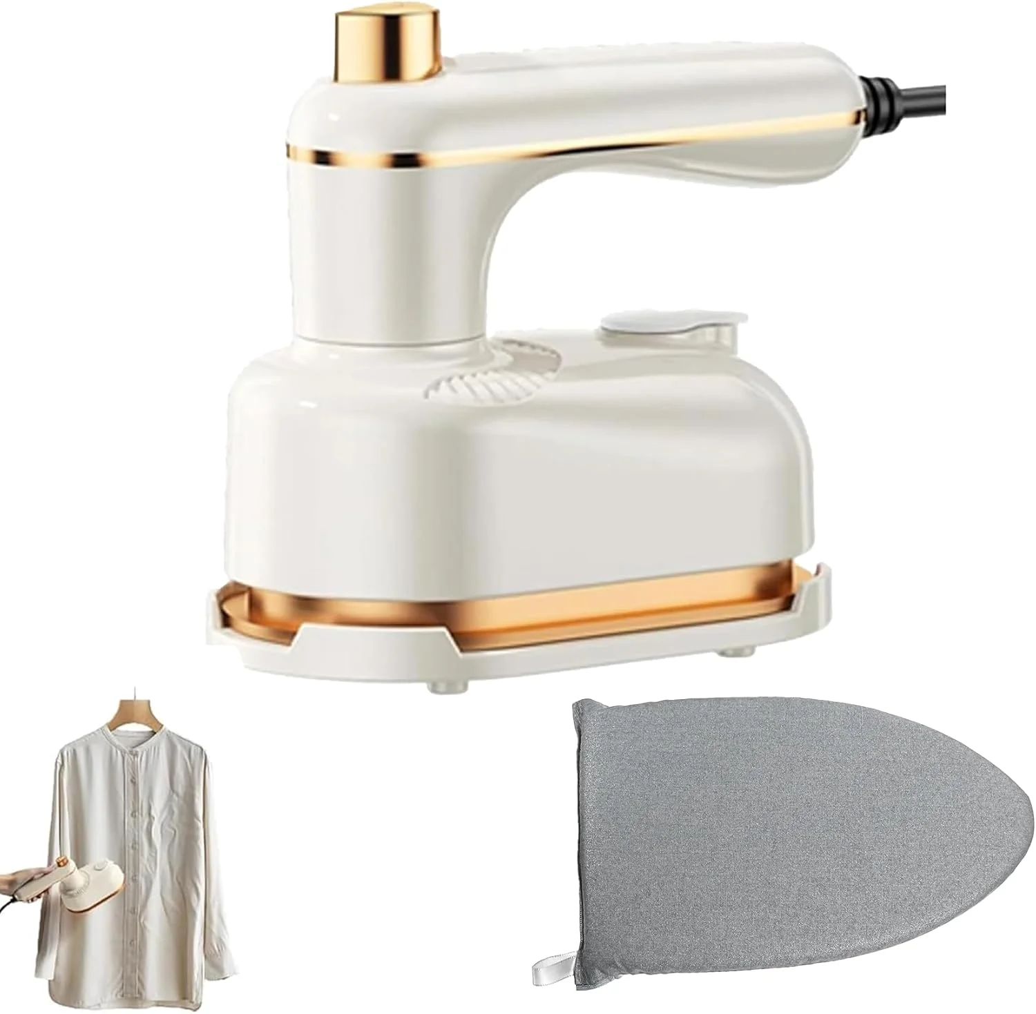 اتو بخار دستی LOVACA، اتو بخار و اتو لباس قابل حمل 2 در 1 با مخزن آب 30 میلی لیتری، طراحی سبک و جمع و جور، بخار مداوم و اتوکشی خشک برای خانه، مسافرت، خوابگاه، دفتر (سفید)
