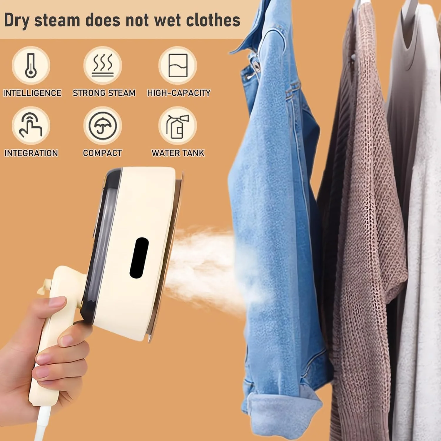 بخارگر لباس NALACAL، لوازم ضروری منزل، خشک و مرطوب 2 در 1، اتو بخار مسافرتی کوچک قابل حمل با گرم شدن سریع 30 ثانیه ای، اتو بخار چرخشی 180 درجه، بخارگر دستی لباس برای از بین بردن چروک