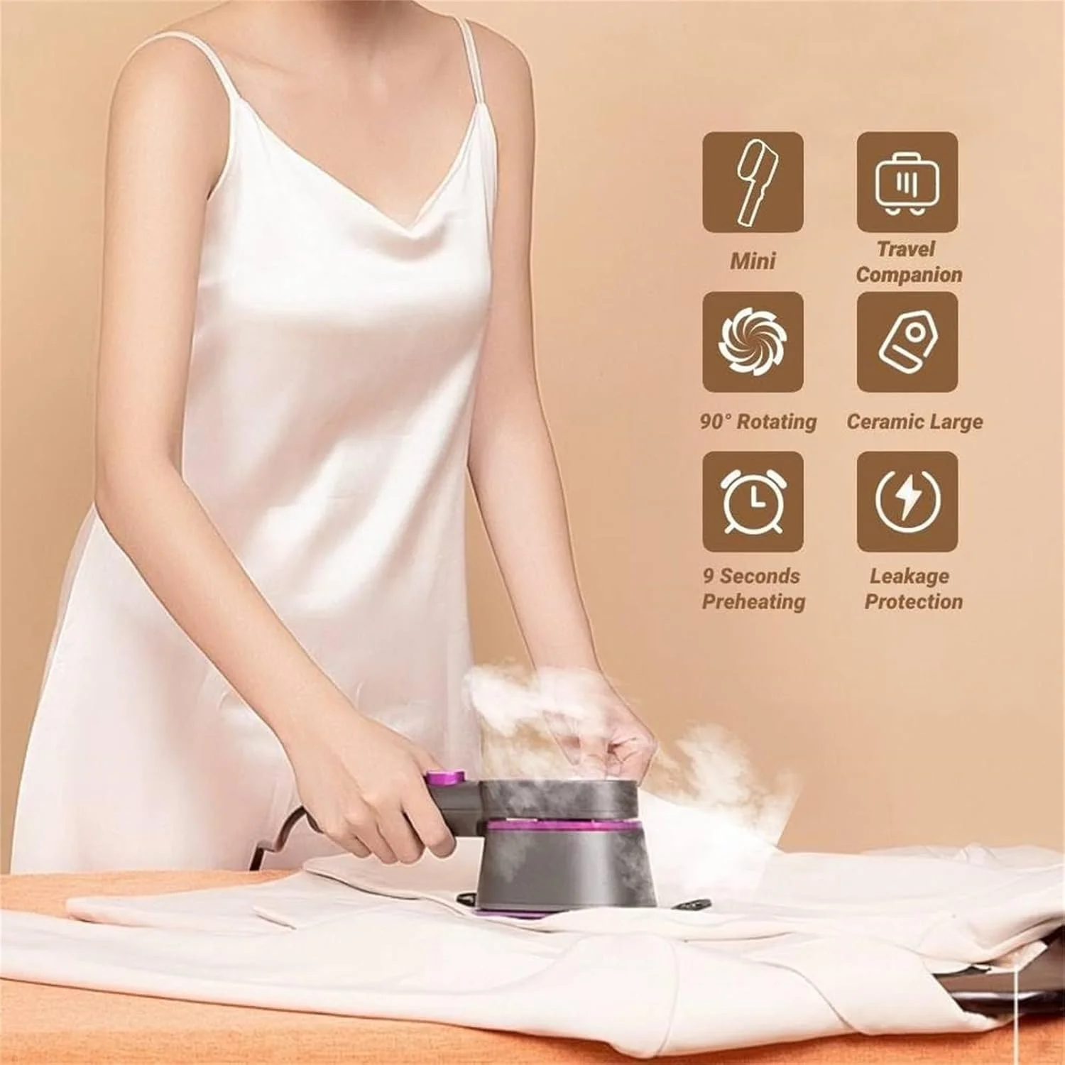 بخارگر دستی لباس MOTIM، اتو بخار کارآمد 1000 وات، گرمایش سریع 9 ثانیه ای، دستگاه اتو دستی حذف چین و چروک بخار مداوم برای مسافرت های خانگی