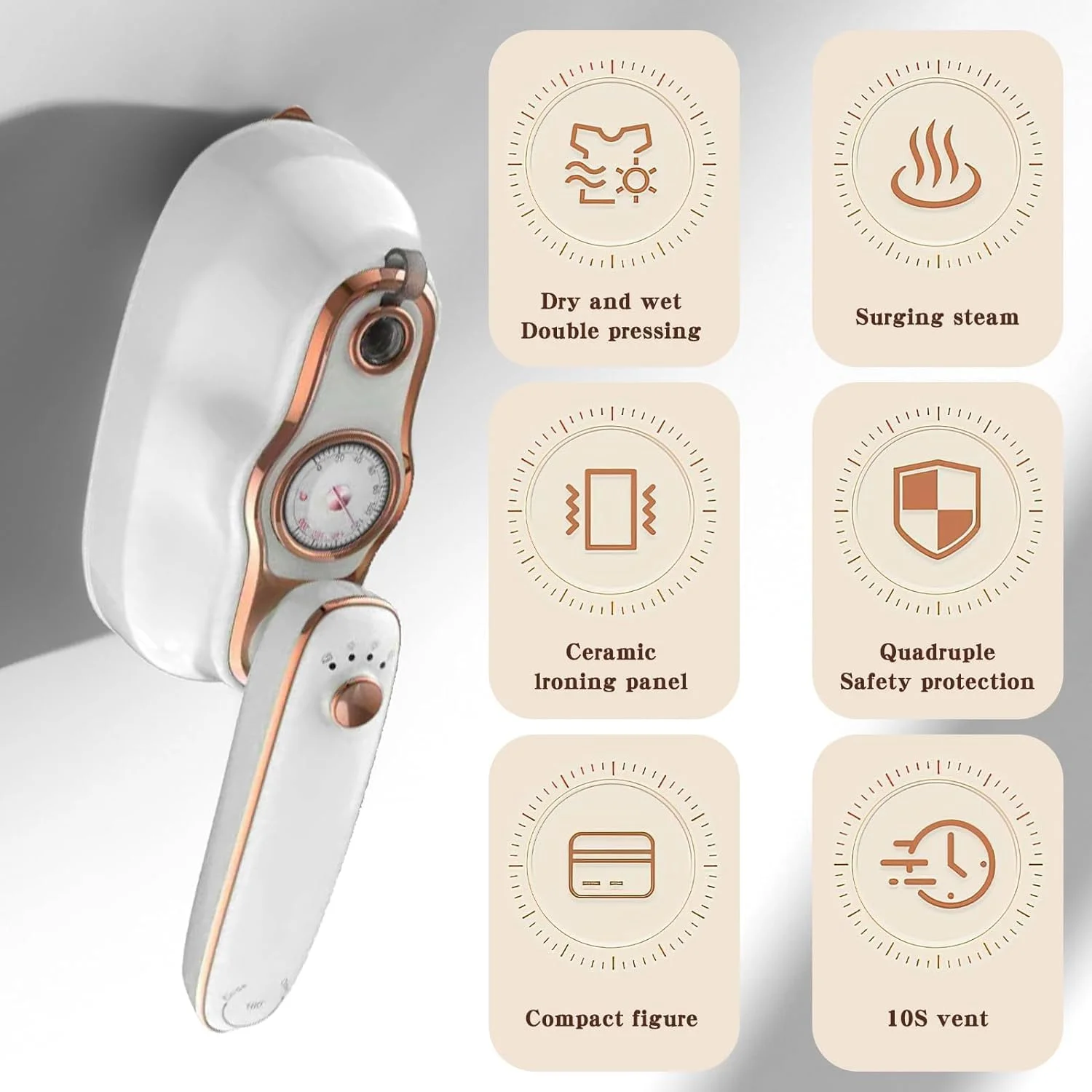 اتو بخار مسافرتی کوچک NALACAL، اتو بخار چرخشی 180 درجه، اتو بخار 1200 واتی برای لباس، با نشانگر دما، اتوکشی و بخاردهی 2 در 1، اتو بخار دستی کوچک قابل حمل برای لباس