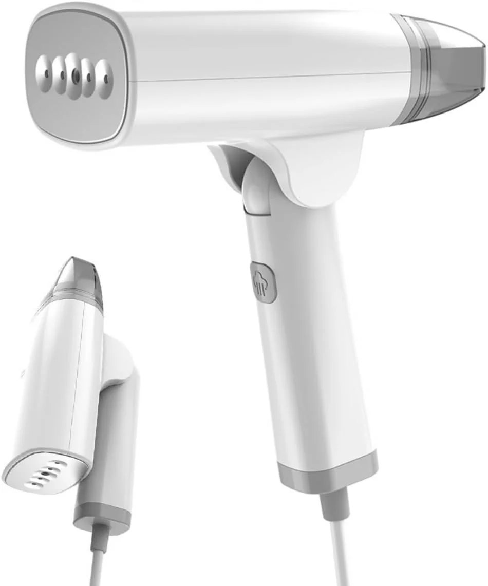 بخارگر لباس قابل حمل Kameety، بخارگر دستی 1300 واتی، اتو بخار سریع برای از بین بردن چروک لباس، ایده آل برای پنبه، کتان، ابریشم، حریر، توری، پیراهن ترکیبی، لباس مجلسی، کت و شلوار (سفید)