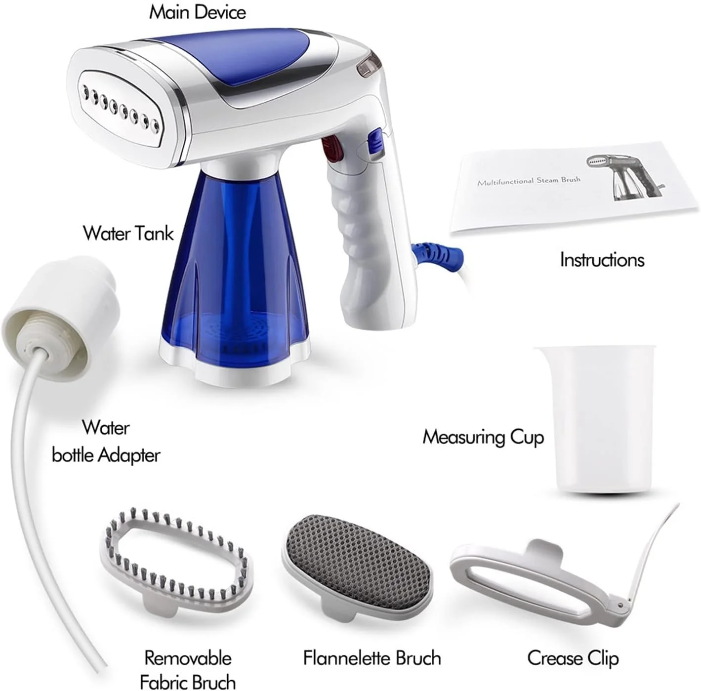 بخارگر لباس دستی JIKWME، بخارگر تاشو لباس، اتو بخار دستی 1600 وات، اتو بخار کوچک قابل حمل، دستگاه اتو بخار خانگی مسافرتی