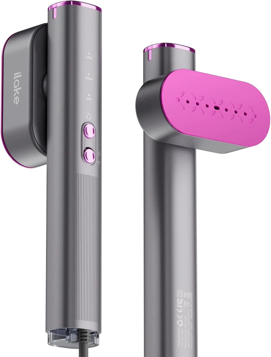 اتو بخار مسافرتی لباس آیلاک، 100-240 ولت دو ولتاژ، اتو بخار دستی قابل حمل 1000 وات سایز مسافرتی و اتو 2 در 1 برای مسافرت های جهانی و اروپا، تجارت، خانه، خاکستری فضایی