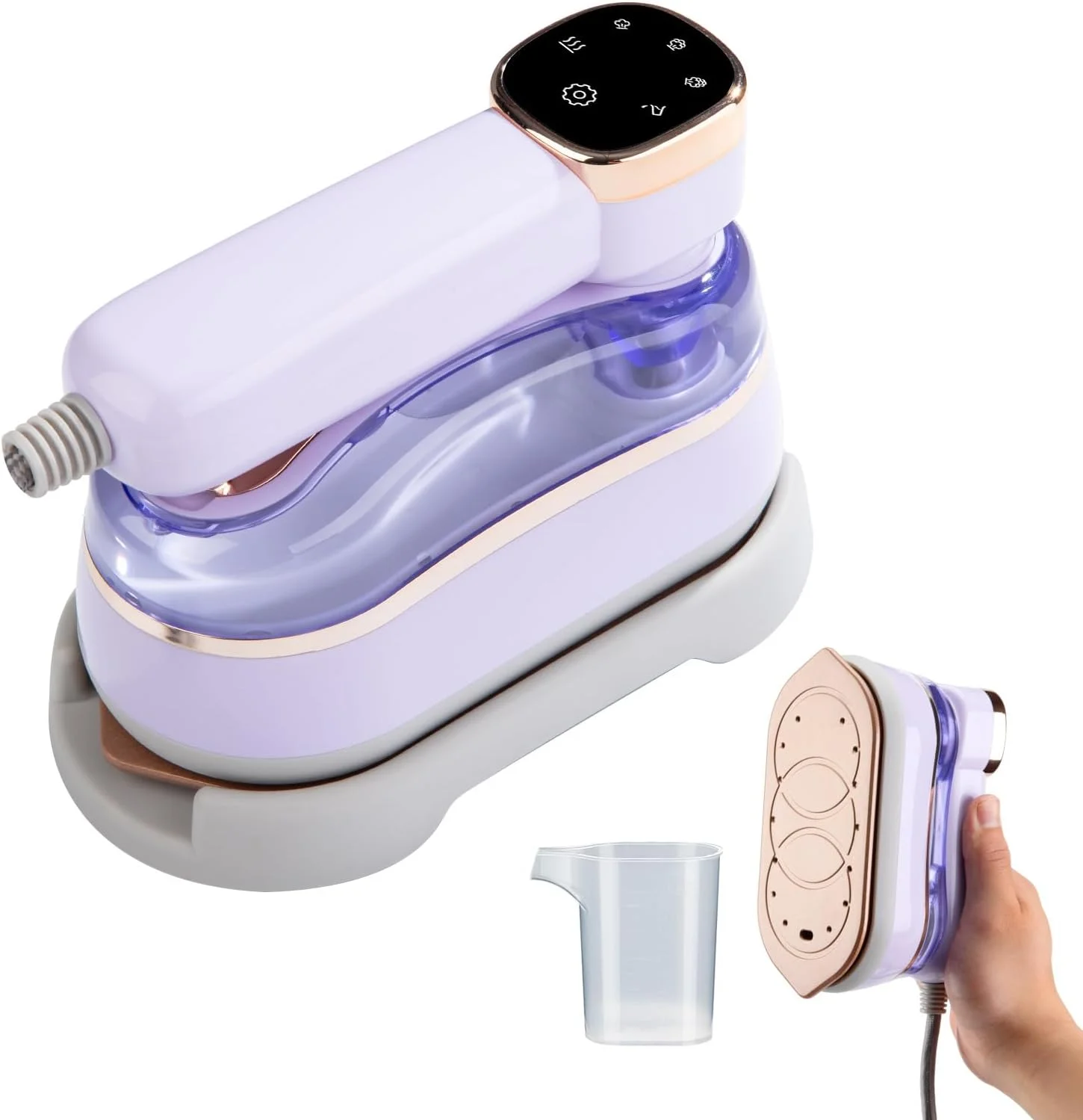 اتو بخار دستی 1200 واتی Kameety مناسب مسافرت، اتو مسافرتی کوچک قابل حمل با چرخش 180 درجه، اتو بخار 2 در 1 خشک و مرطوب لباس، مخزن آب 180 میلی لیتری (بنفش)