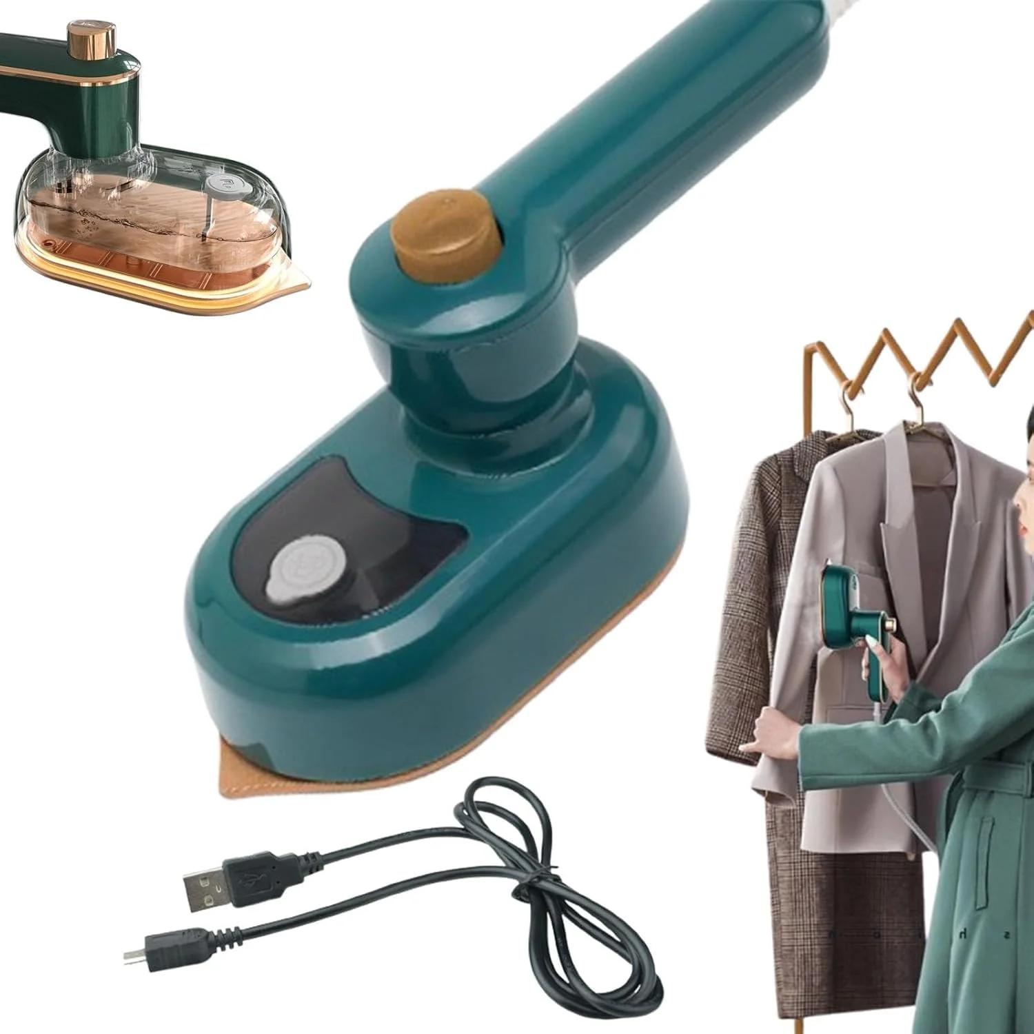 اتو بخار مسافرتی Ironizze Pro، اتو بخار قابل حمل Ironizze Pro، اتو Ironizze Pro، اتو بخار کوچک برای لباس، بخارگر مسافرتی کوچک برای لباس، بخارگر لباس، اتو بخار کوچک قابل حمل (1 عدد - سبز)