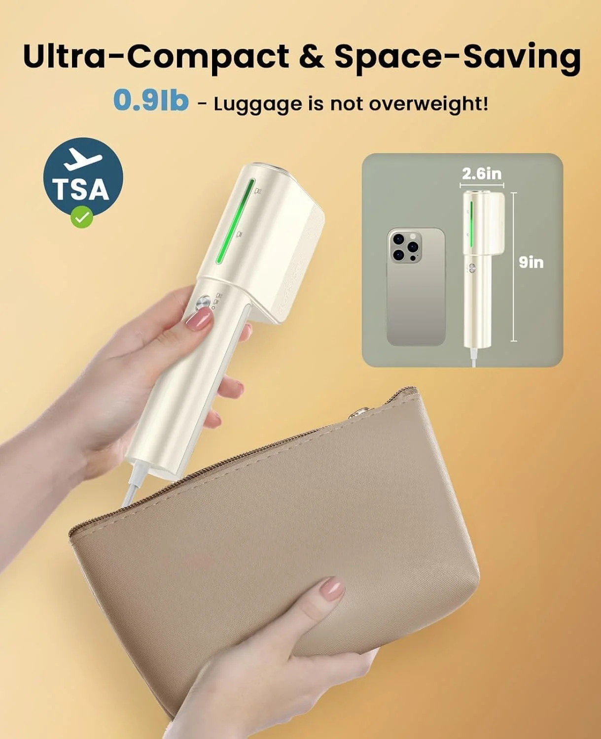 بخارگر لباس مسافرتی جک اند رز، بخارگر قابل حمل دو ولتاژ 110-220 ولت، بخار فشار قوی، بخارگر کوچک مسافرتی لباس، اتو بخار، صفحه حرارتی سرامیکی بزرگ، برای مسافرت های جهانی و اروپا