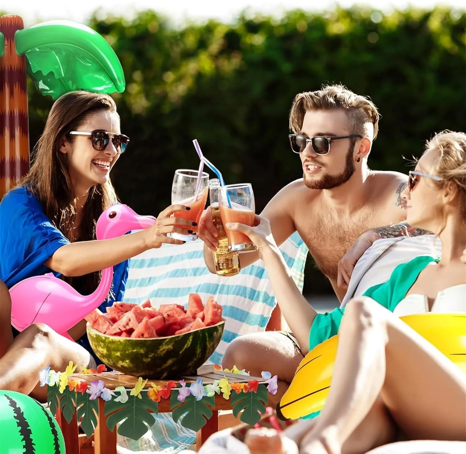 مجموعه 11 عددی اسباب بازی های مهمانی هاوایی AM ANNA شامل درخت نخل بادی، فلامینگو، موز، توپ ساحلی، طوطی، مناسب برای تزئینات مهمانی لوآ هاوایی استوایی، مهمانی استخر تابستانی و ساحل مجموعه 11 عددی اسباب بازی های مهمانی هاوایی AM ANNA شامل درخت نخل بادی، فلامینگو، موز، توپ ساحلی، طوطی، مناسب برای تزئینات مهمانی لوآ هاوایی استوایی، مهمانی استخر تابستانی و ساحل