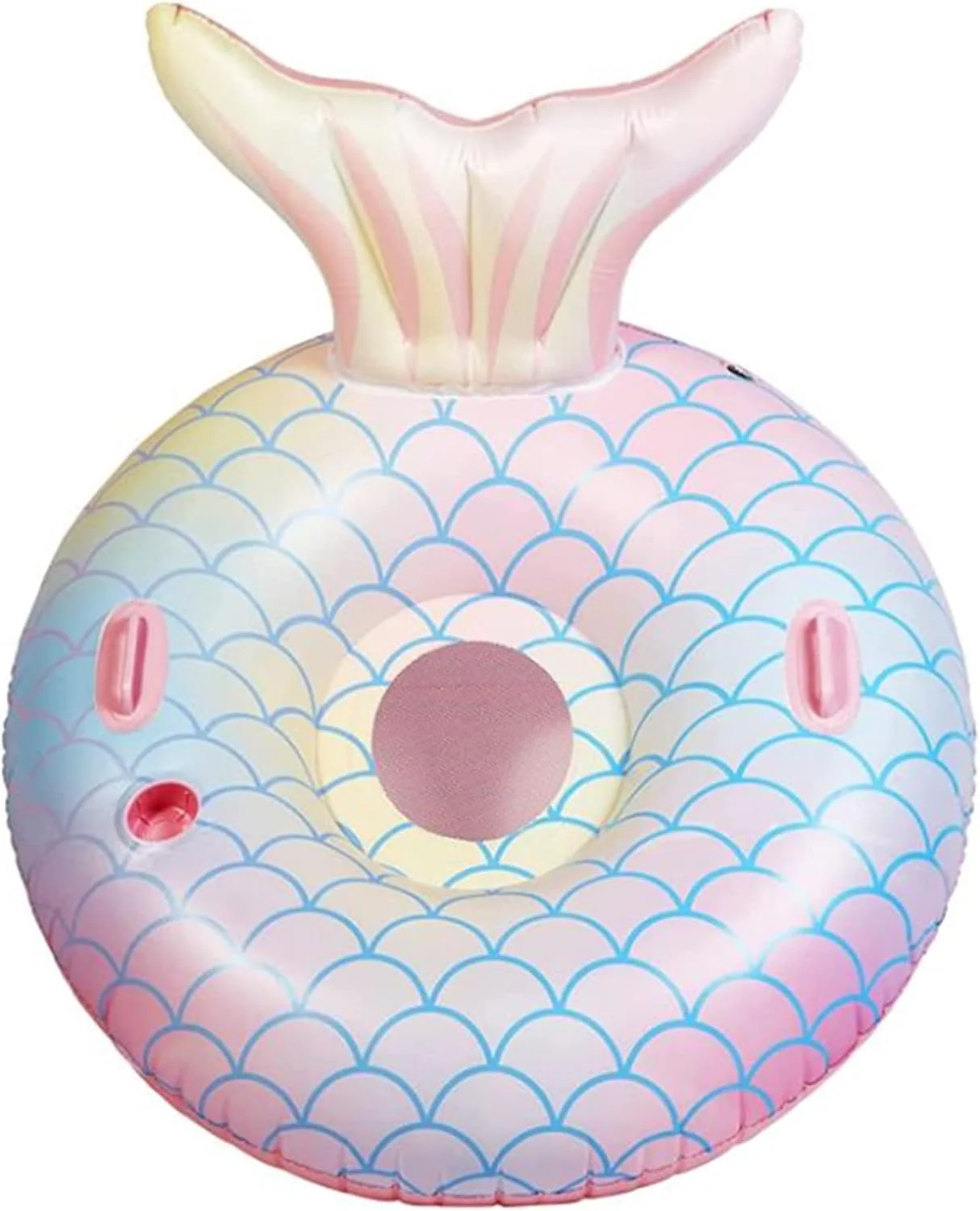 صندلی بادی شناور استخر AM ANNA، شناور بادی غول پیکر پری دریایی 43.3 اینچی با جا لیوانی، تکیه گاه و کف توری برای بزرگسالان، صندلی شناور آبی بزرگ برای مهمانی ساحلی تابستانی