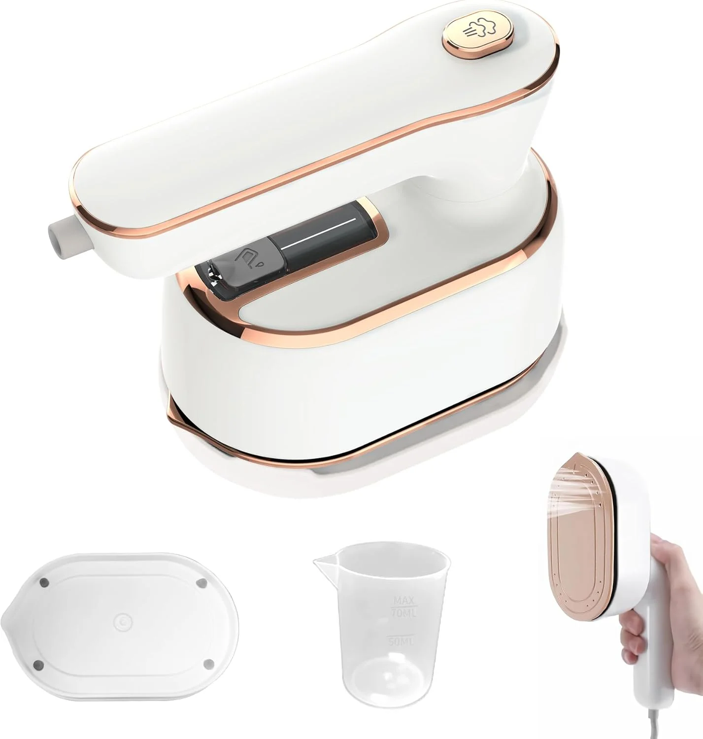 اتو بخار Huihong، بخارگر مسافرتی قابل حمل، بخارگر قابل حمل برای لباس، چرخش 180 درجه، اتو بخار 2 در 1، برای اتاق خواب، شستشوی دستی