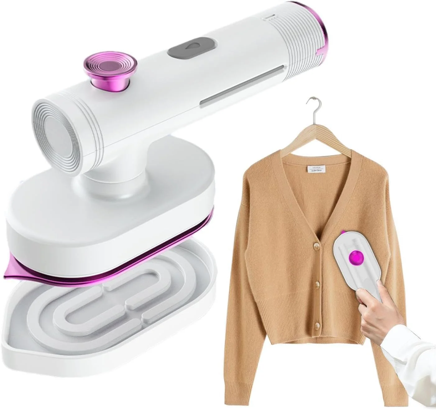 اتو بخار دستی، اتو بخار کوچک لباس، اتو بخار دستی قابل حمل با چرخش 90 درجه، اتو بخار مسافرتی کوچک برای خانه، خوابگاه، مسافرت در فضای باز، سفرهای کاری - سفید