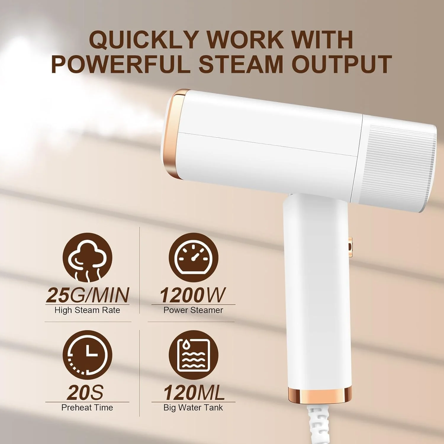 بخارگر دستی مسافرتی برای امارات متحده عربی، بخارگر کوچک تاشو لباس 1000 وات، گرم شدن 10 ثانیه ای پارچه با برس، قابل حمل برای مسافرت های خانگی