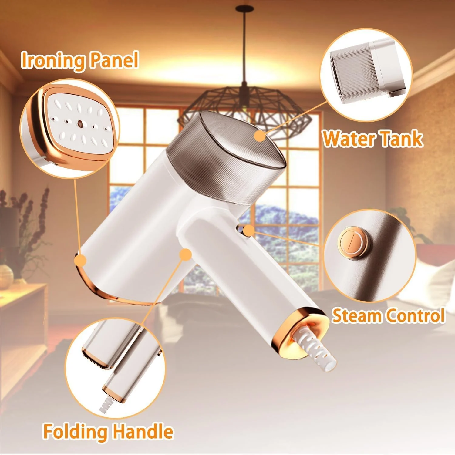 بخارگر دستی مسافرتی برای امارات متحده عربی، بخارگر کوچک تاشو لباس 1000 وات، گرم شدن 10 ثانیه ای پارچه با برس، قابل حمل برای مسافرت های خانگی