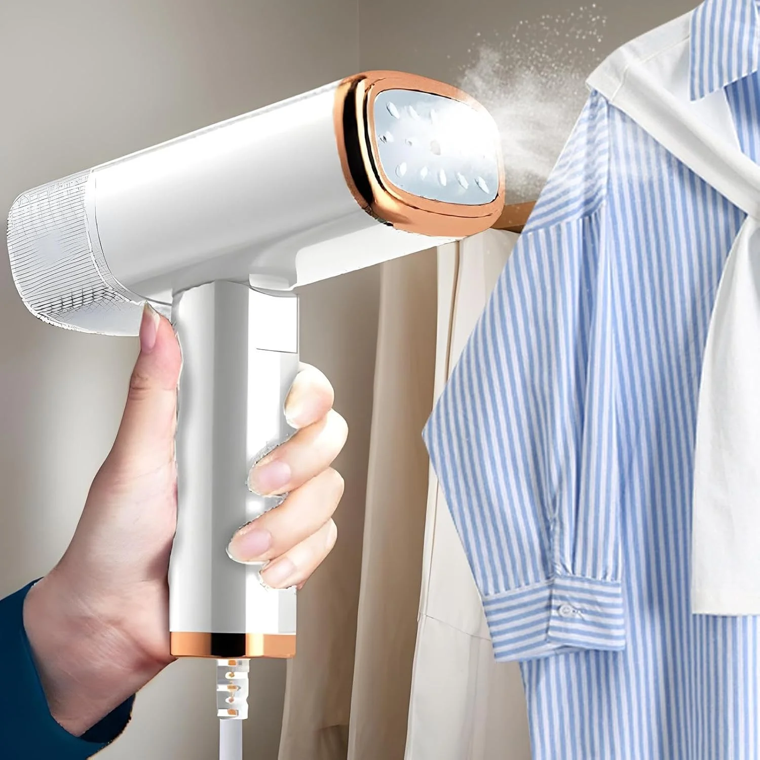 اتو بخار دستی قابل حمل - اتو دستی کوچک خانگی برای لباس - راه حل فوری بخار حرارتی پارچه و لباس برای مسافرت، خوابگاه و هتل ها